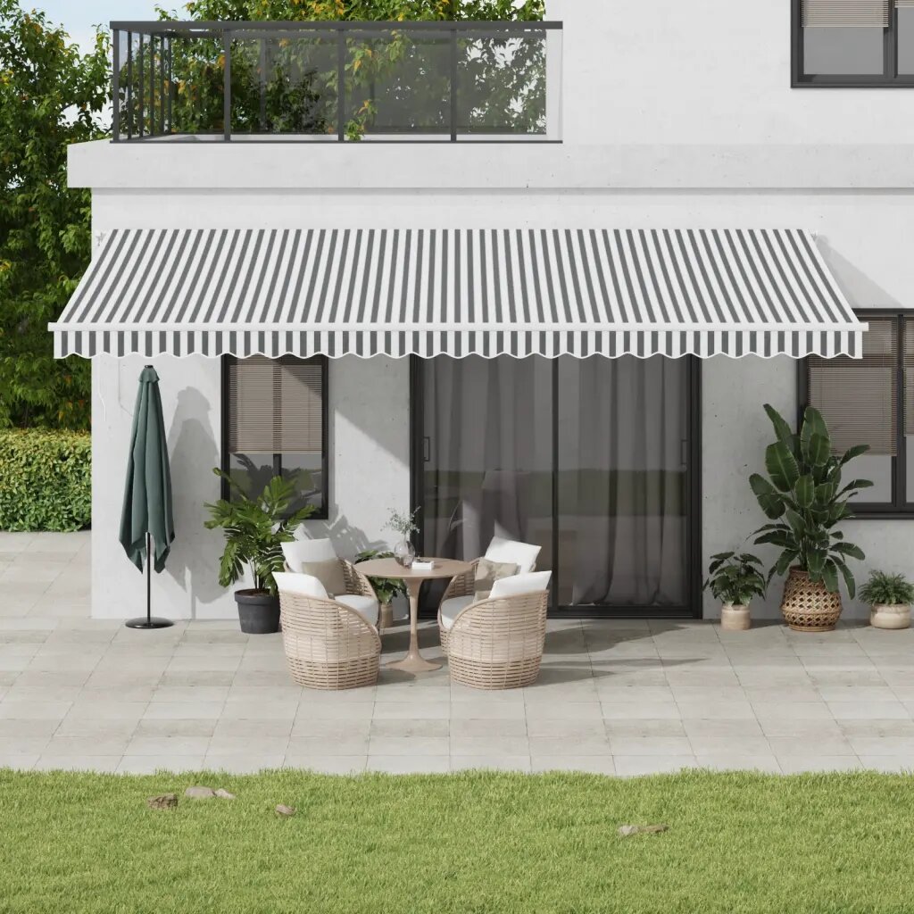 vidaXL Прибираща се тента Антрацит и бяло 600 × 350 cm