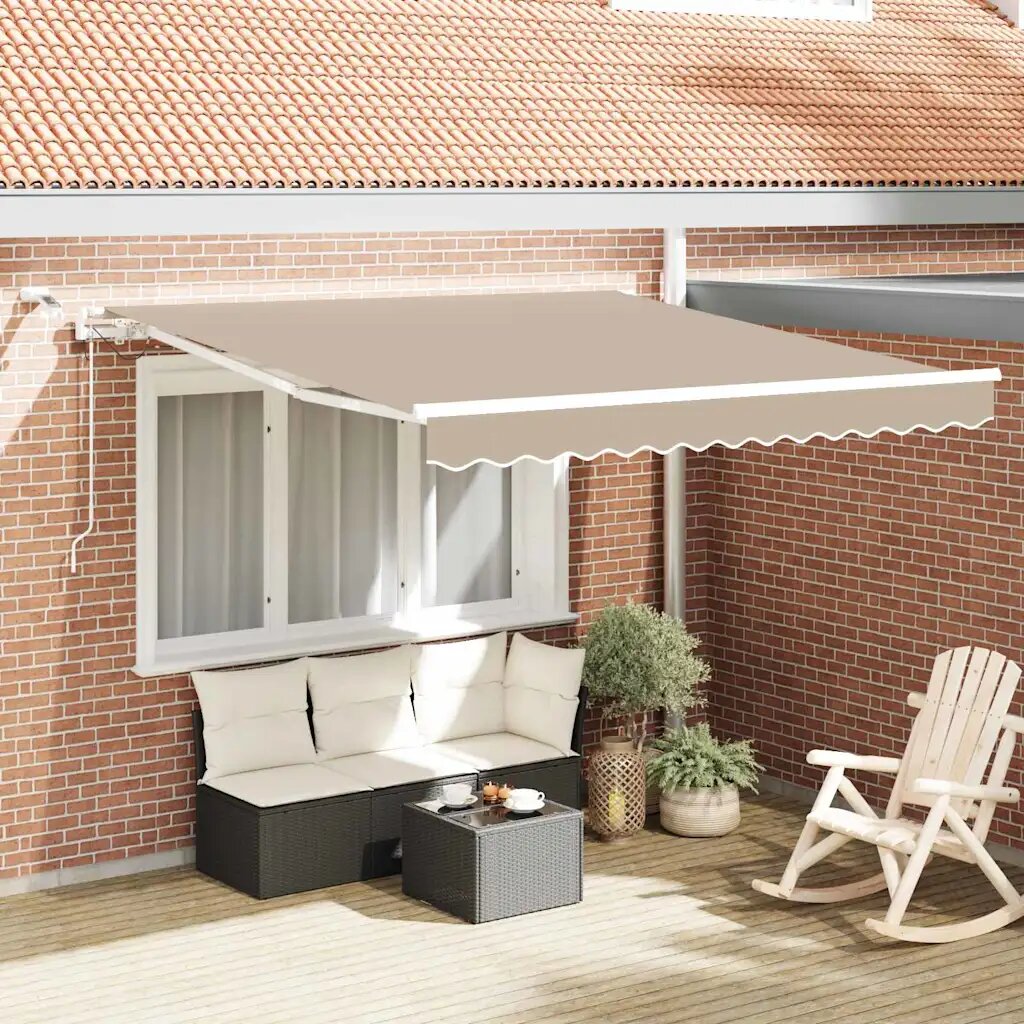 vidaXL Прибираща се тента Бежово 300 x 250 cm Полиестер