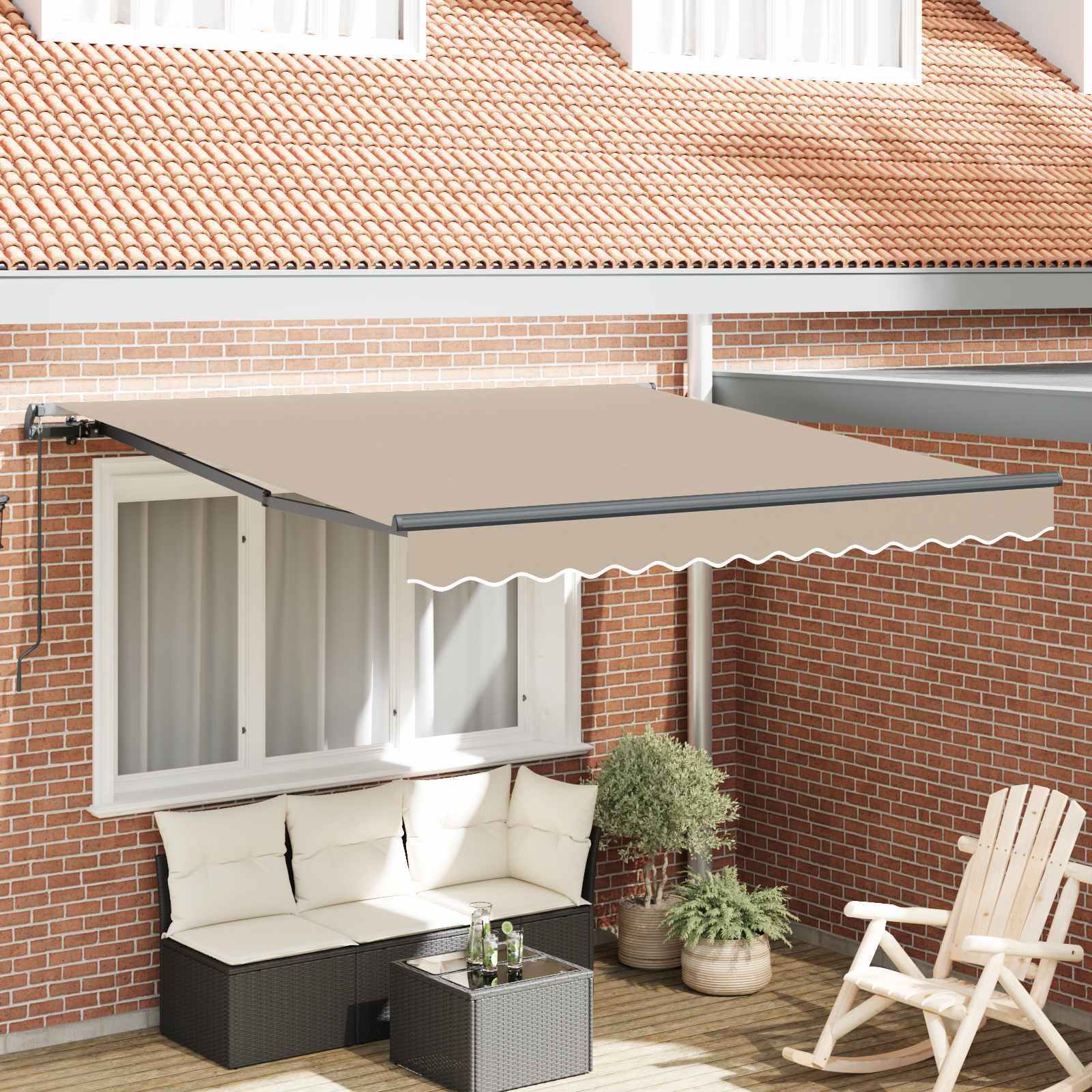 vidaXL Прибираща се тента Бежово 300 x 250 cm Полиестер и алуминий
