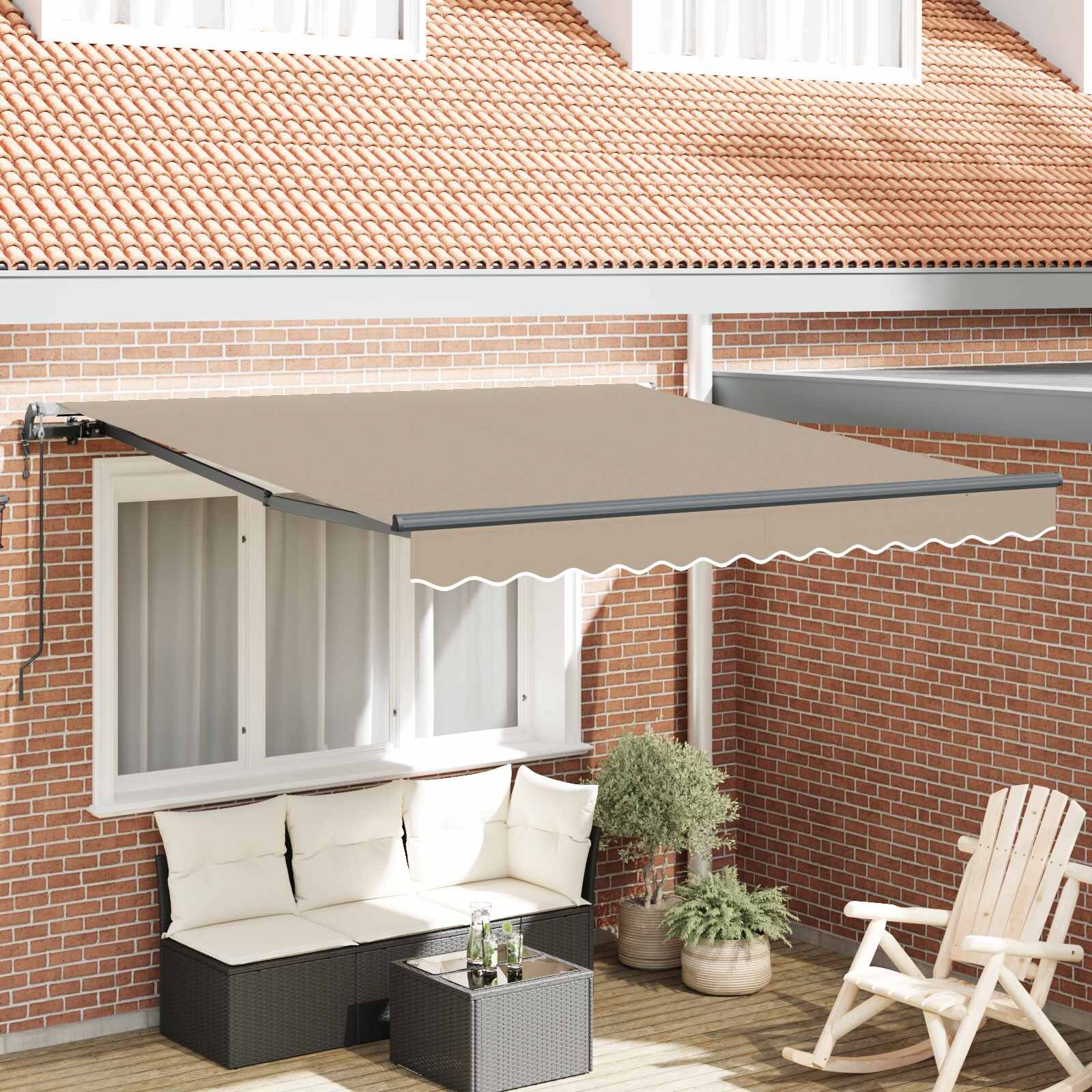 vidaXL Прибираща се тента Бежово 300 x 250 cm Тъкан и алуминий