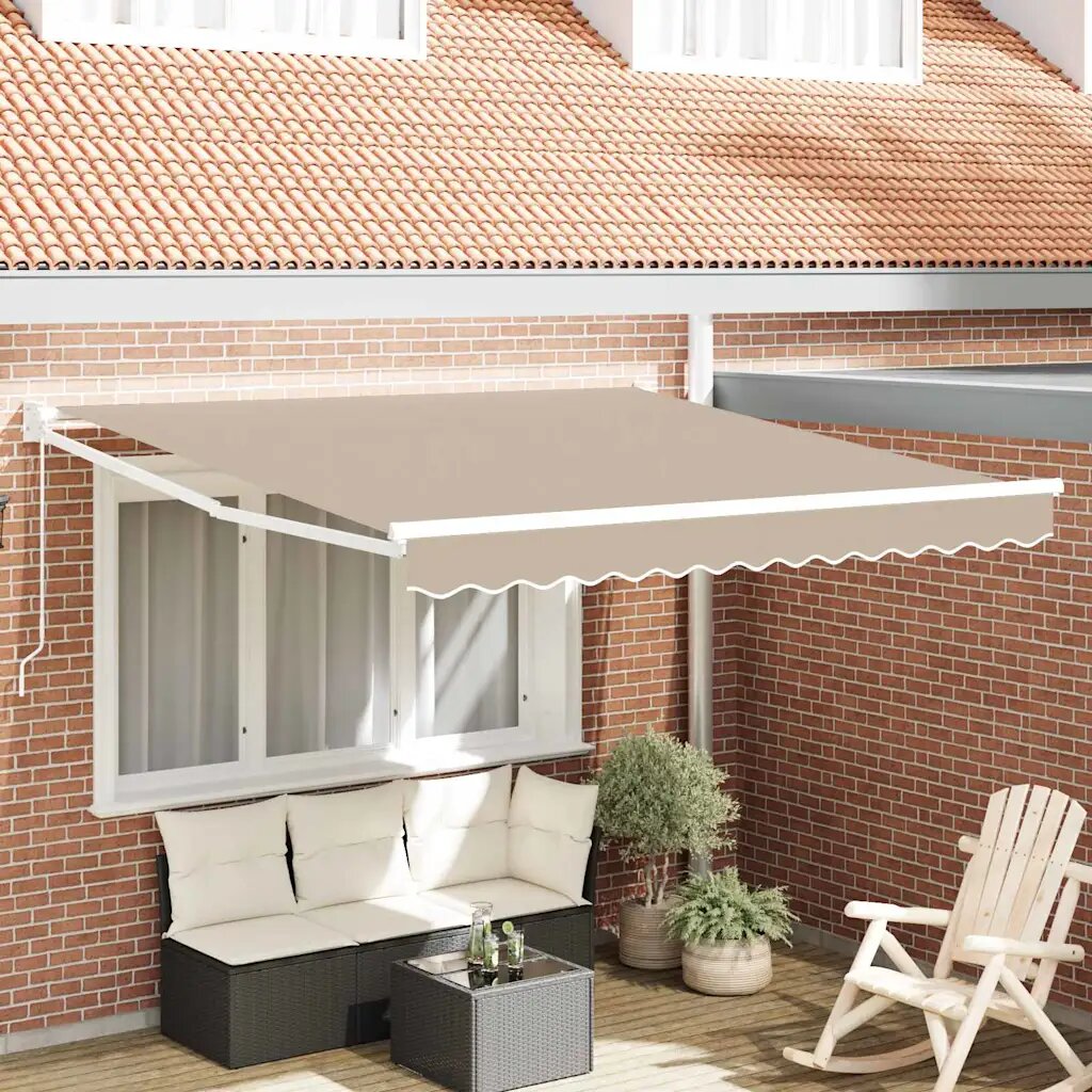 vidaXL Прибираща се тента Бежово 300 x 250 x 165 см