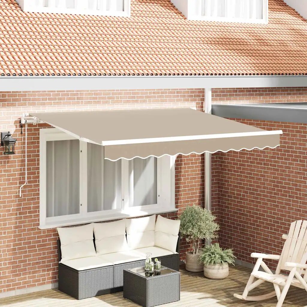 vidaXL Прибираща се тента Бежово 350 x 200 cm текстил