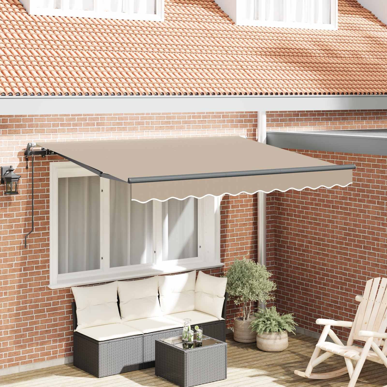 vidaXL Прибираща се тента Бежово 350 x 200 cm текстил