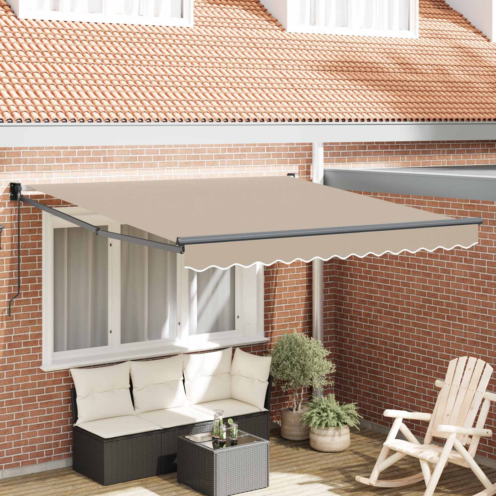 vidaXL Прибираща се тента Бежово 350 x 250 cm