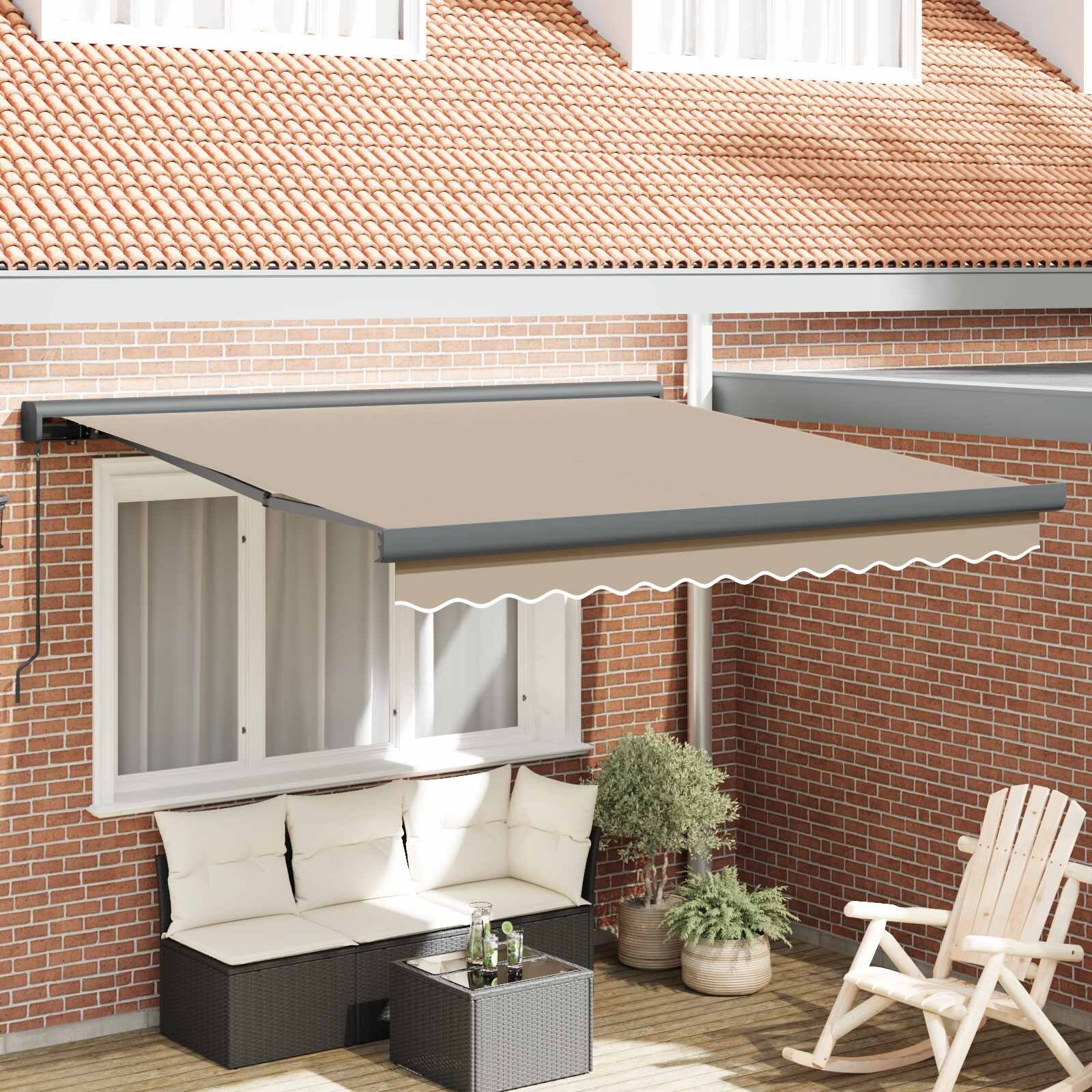 vidaXL Прибираща се тента Бежово 350 x 250 cm Платно и алуминий