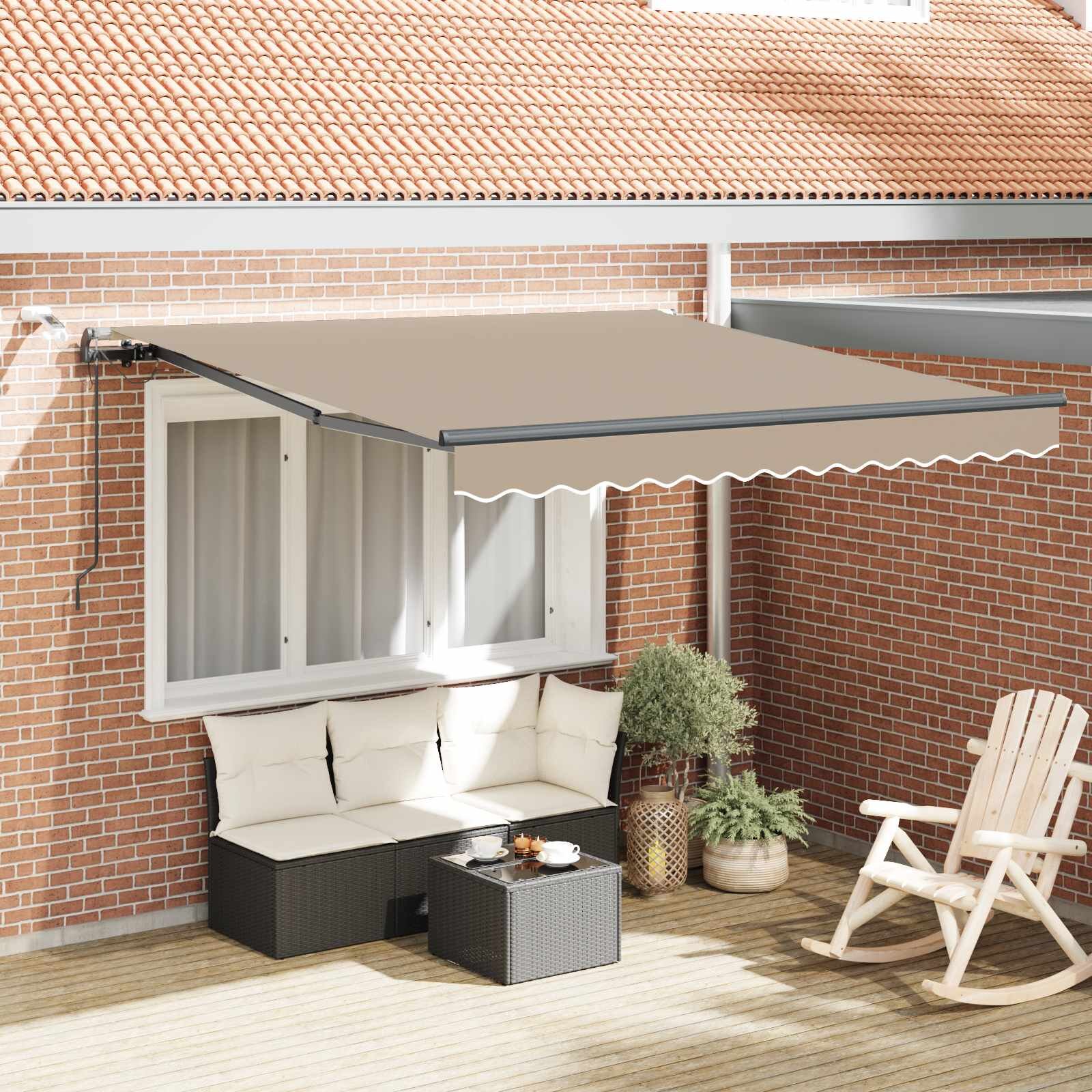 vidaXL Прибираща се тента Бежово 350 x 250 cm Полиестер