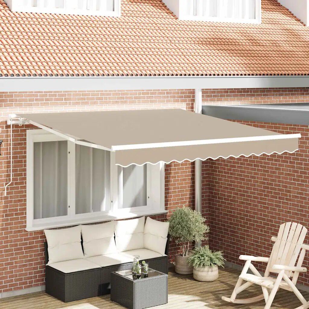 vidaXL Прибираща се тента Бежово 350 x 250 cm Полиестер и алуминий