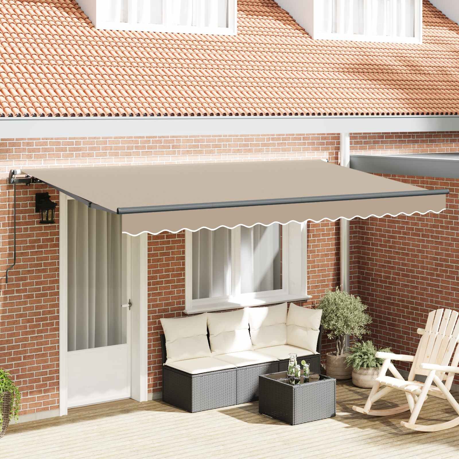 vidaXL Прибираща се тента Бежово 400 x 200 cm текстил