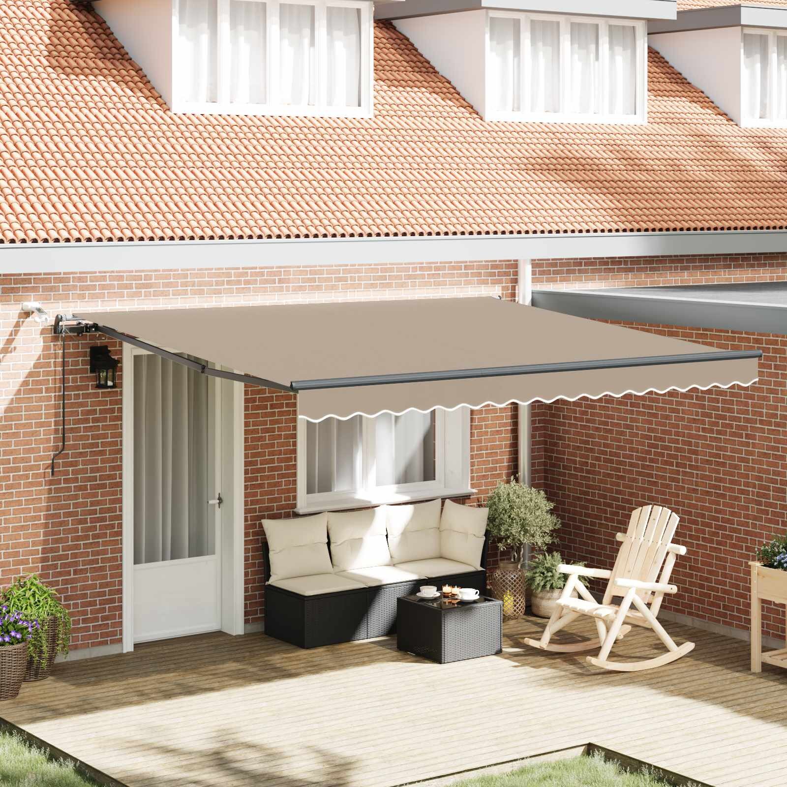 vidaXL Прибираща се тента Бежово 400 × 350 cm Полиестер