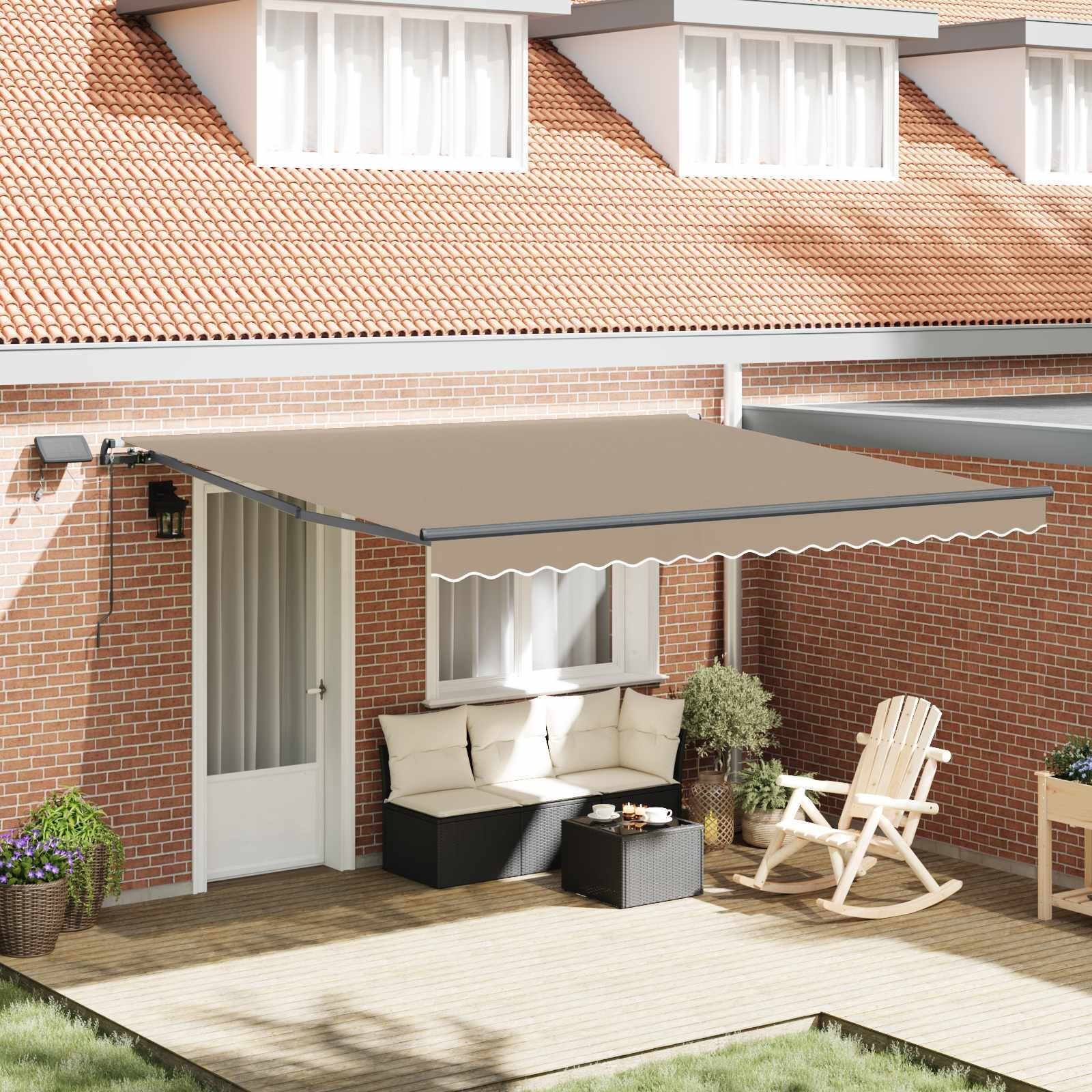 vidaXL Прибираща се тента Бежово 400 × 350 cm Тъкан и алуминий