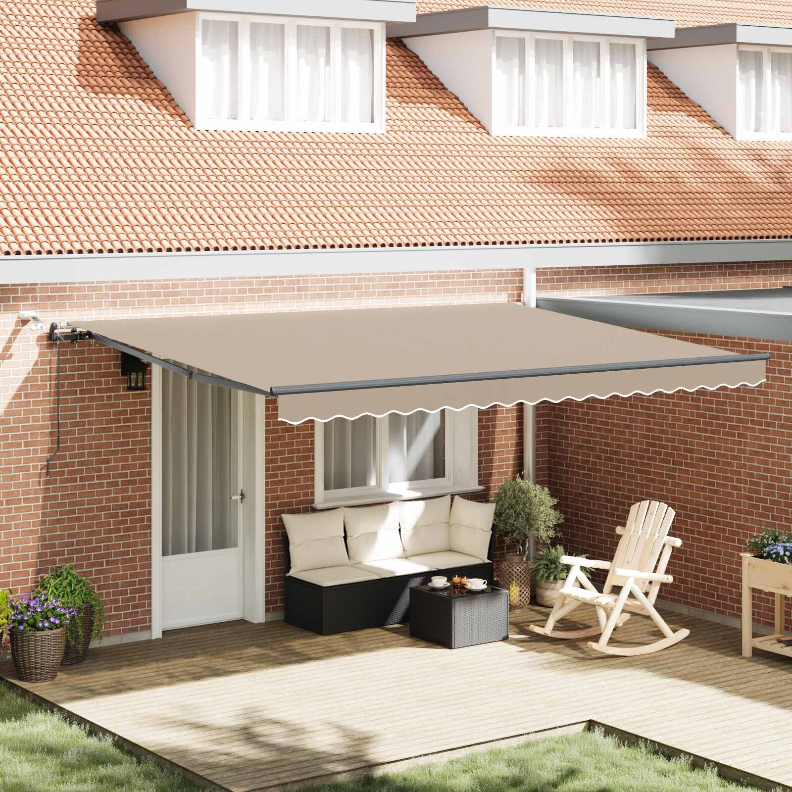 vidaXL Прибираща се тента Бежово 450 × 350 cm Полиестер