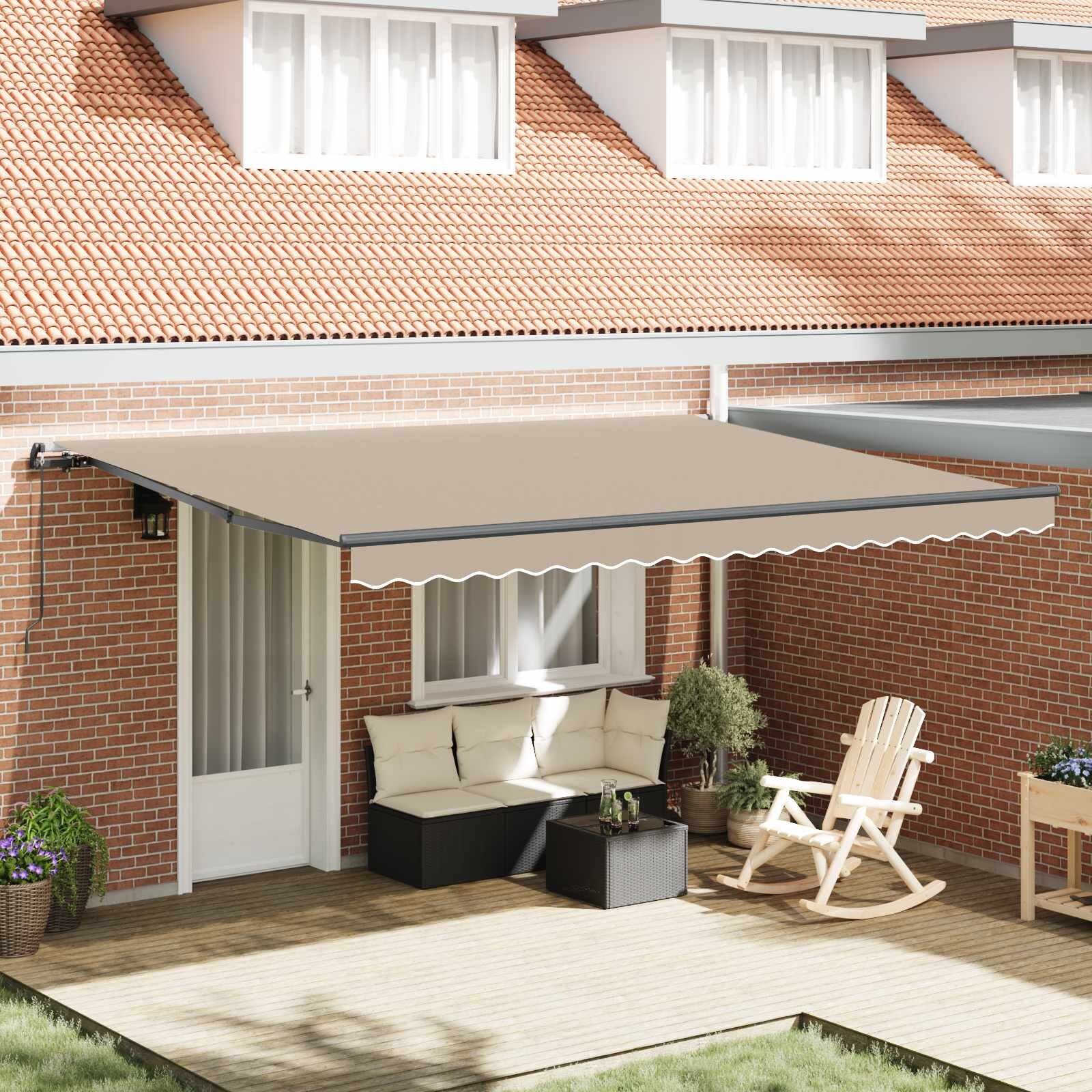 vidaXL Прибираща се тента Бежово 450 × 350 cm Полиестер и алуминий