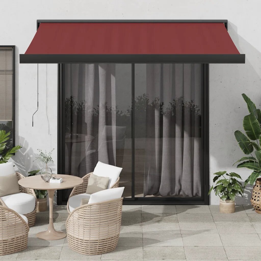 vidaXL Прибираща се тента Бордо с антрацитна рамка 350 x 250 cm