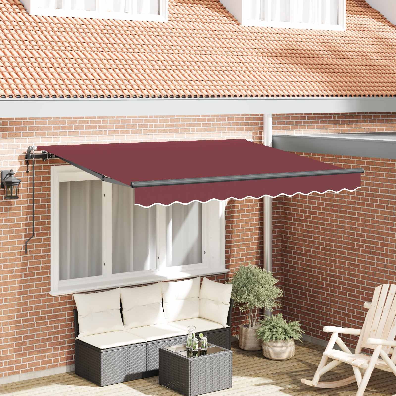 vidaXL Прибираща се тента Бургундско червен 250 x 200 cm текстил