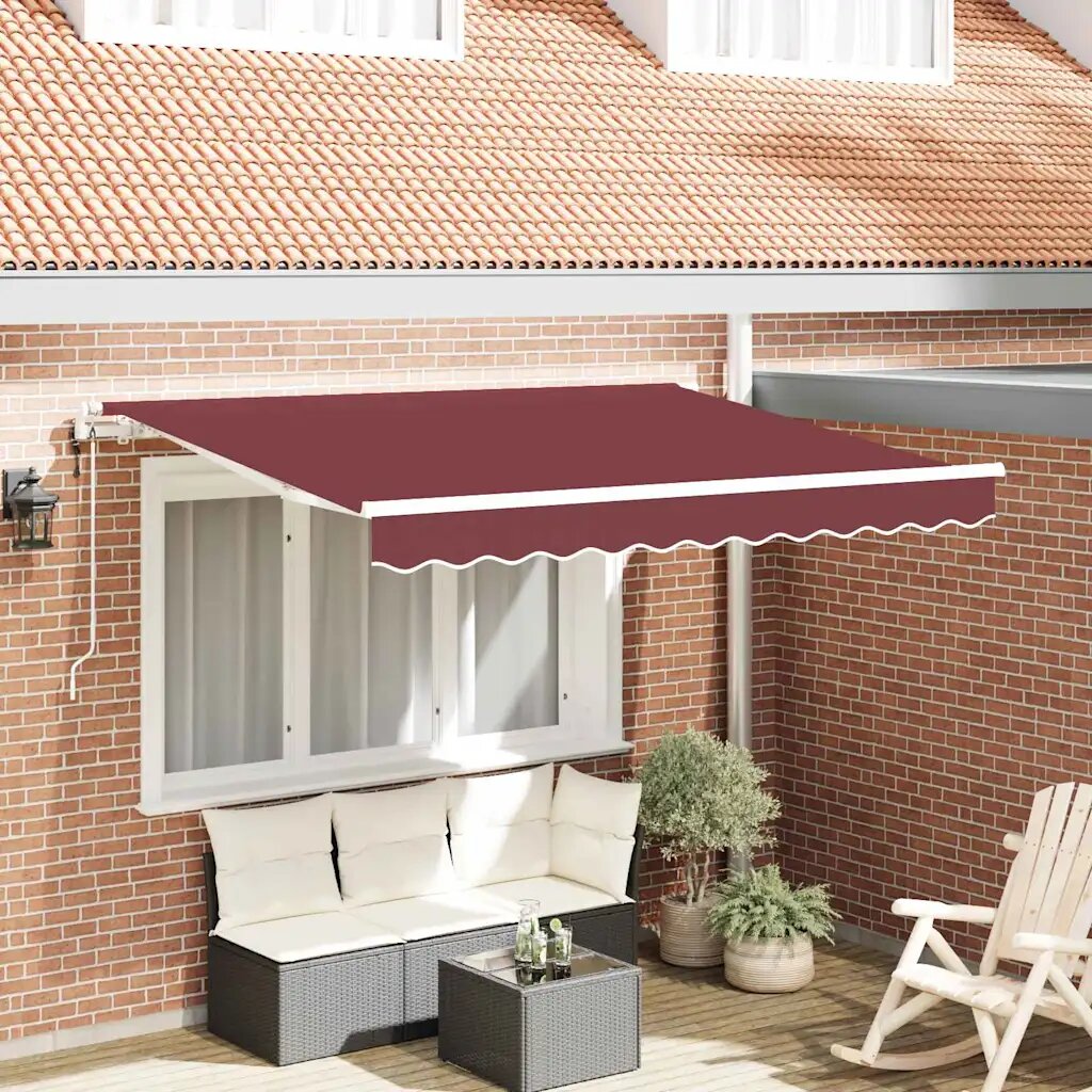 vidaXL Прибираща се тента Бургундско червен 300 x 200 cm текстил
