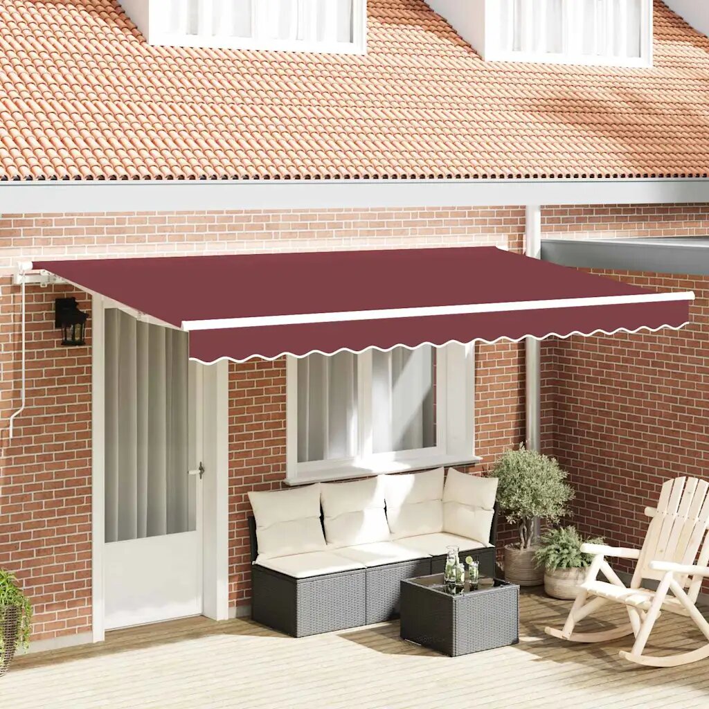 vidaXL Прибираща се тента Бургундско червен 400 x 200 cm текстил