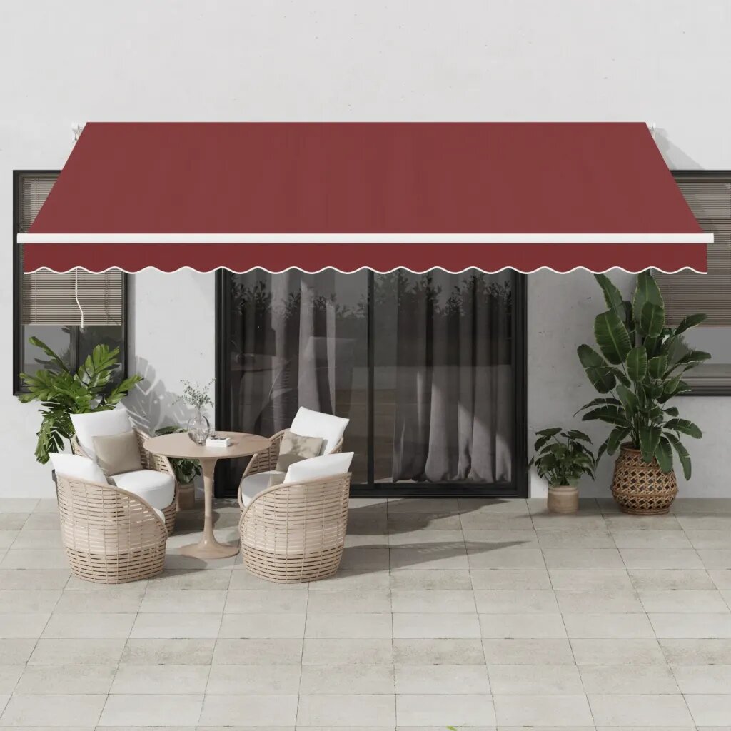 vidaXL Прибираща се тента Бургундско червен 450 × 350 cm