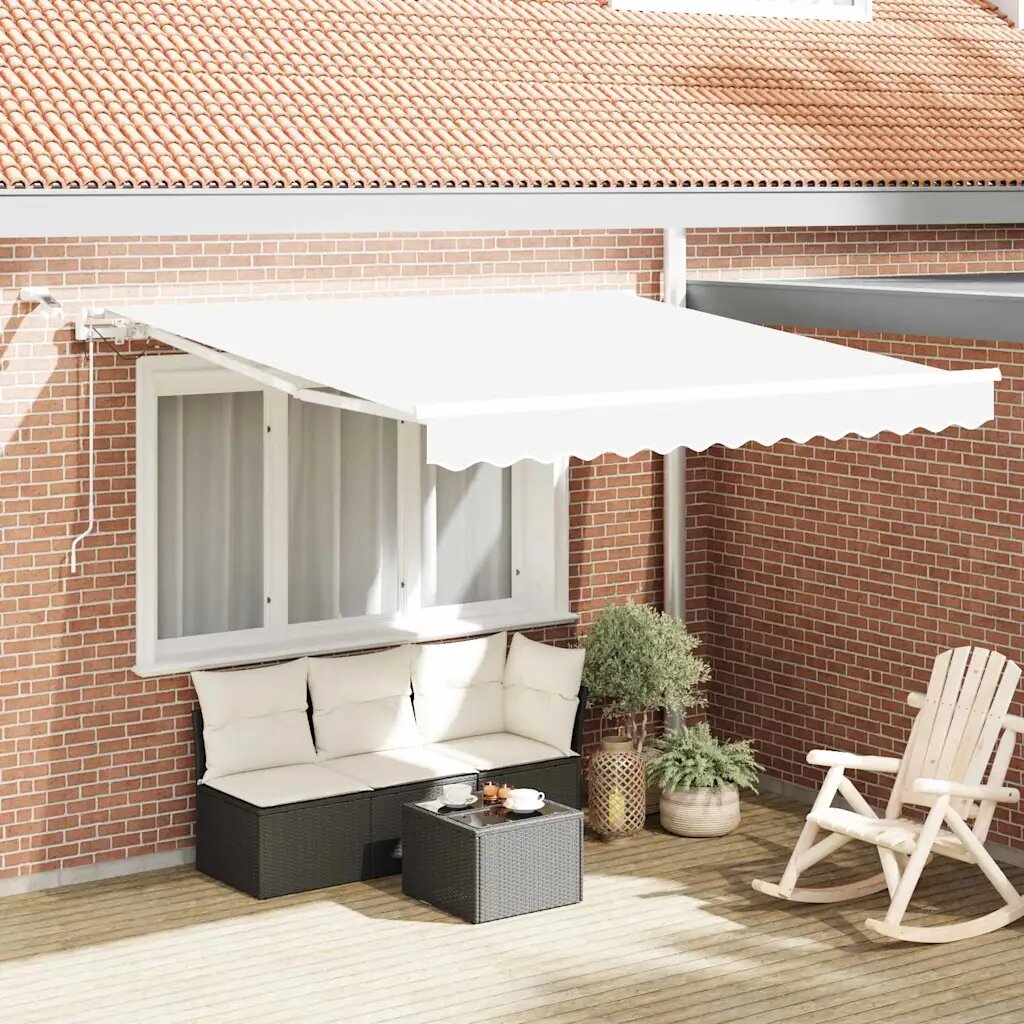 vidaXL Прибираща се тента Бяло 300 x 250 cm Полиестер