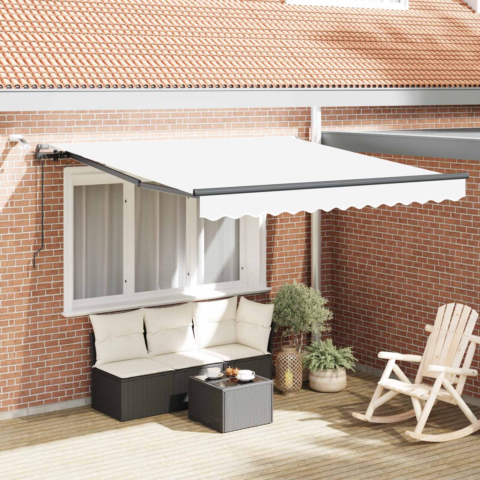 vidaXL Прибираща се тента Бяло 300 x 250 cm Полиестер