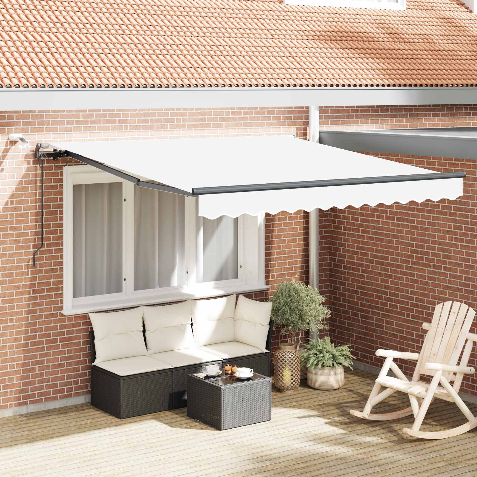 vidaXL Прибираща се тента Бяло 350 x 250 cm Полиестер