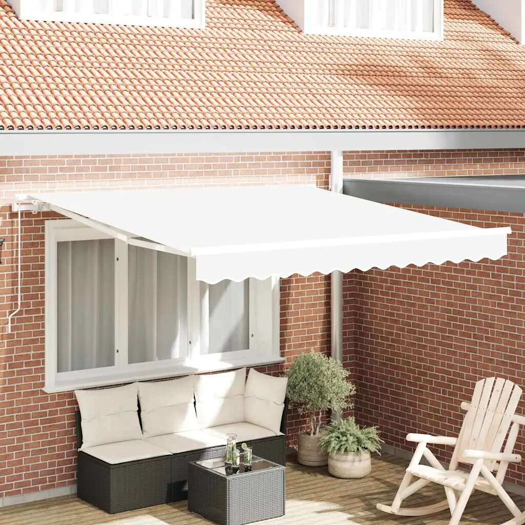 vidaXL Прибираща се тента Бяло 350 x 250 cm Полиестер и алуминий