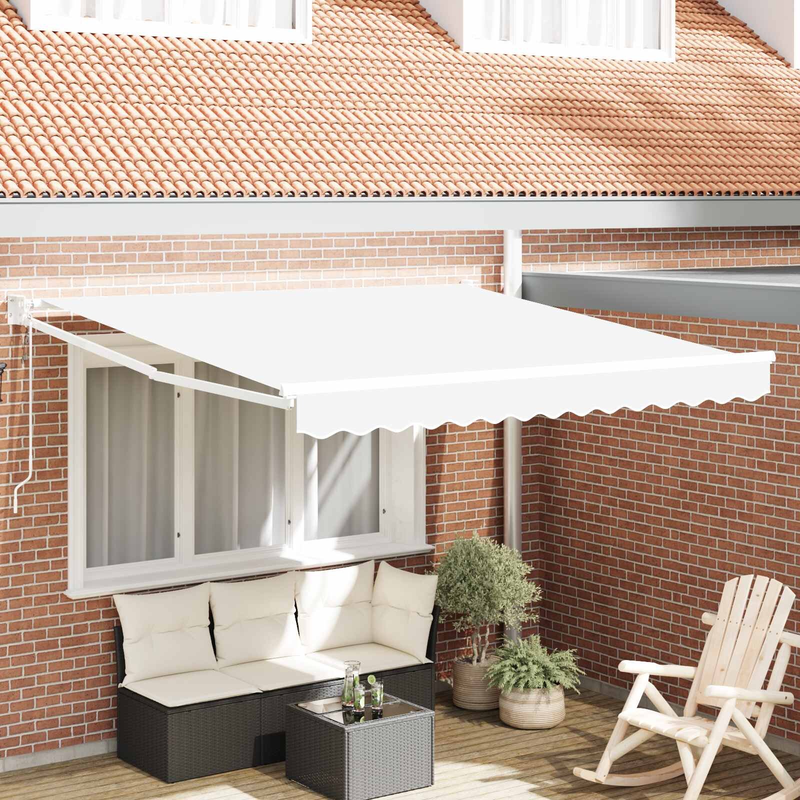 vidaXL Прибираща се тента Бяло 350 x 250 cm Полиестер и метал