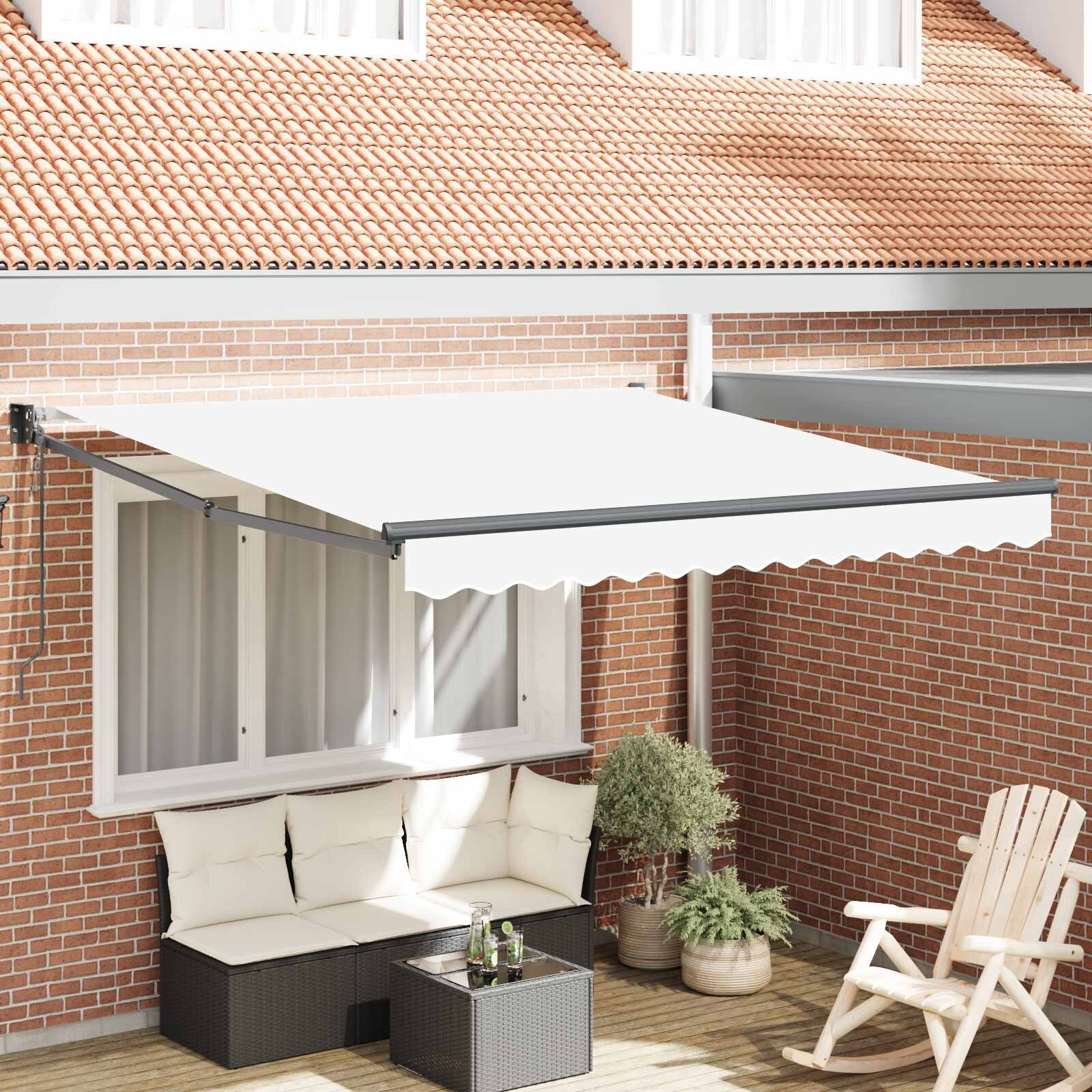 vidaXL Прибираща се тента Бяло 350 x 250 cm Полиестер и метал