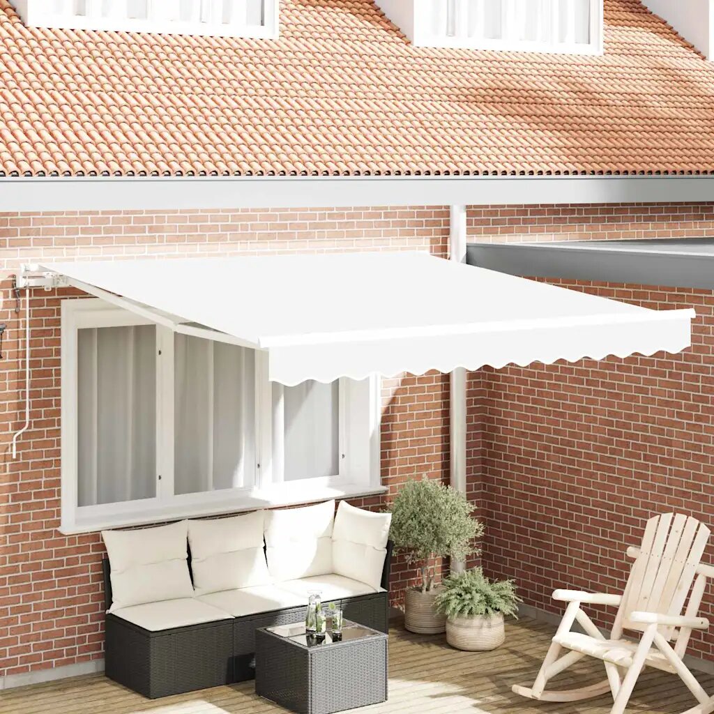 vidaXL Прибираща се тента Бяло 350 x 250 cm Тъкан и алуминий