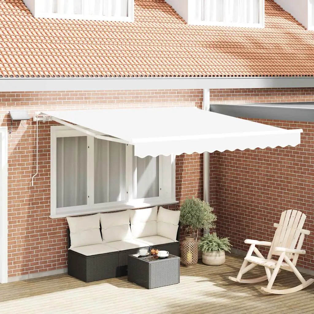 vidaXL Прибираща се тента Бяло 350 x 250 cm Тъкан и алуминий