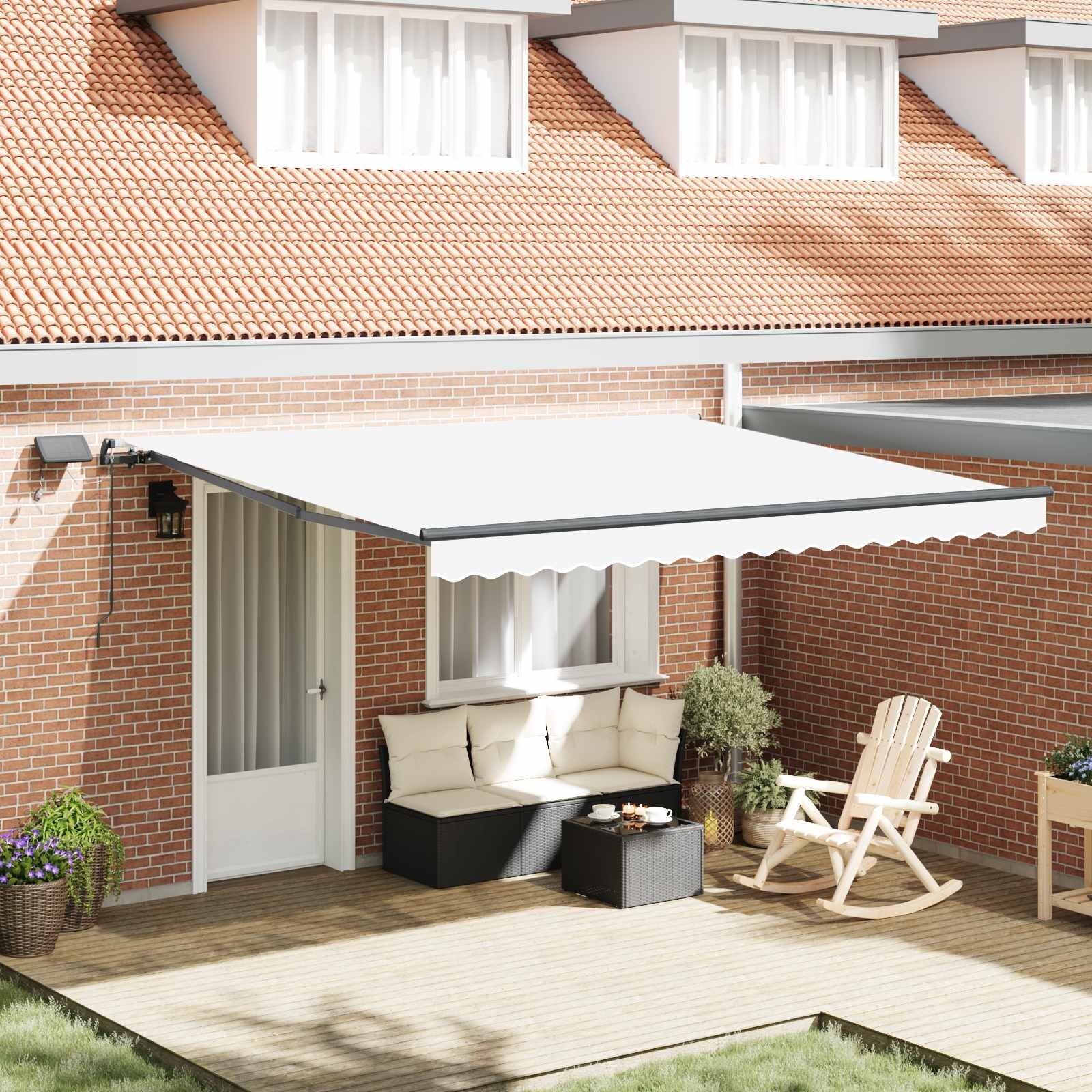 vidaXL Прибираща се тента Бяло 400 × 300 cm Тъкан и алуминий