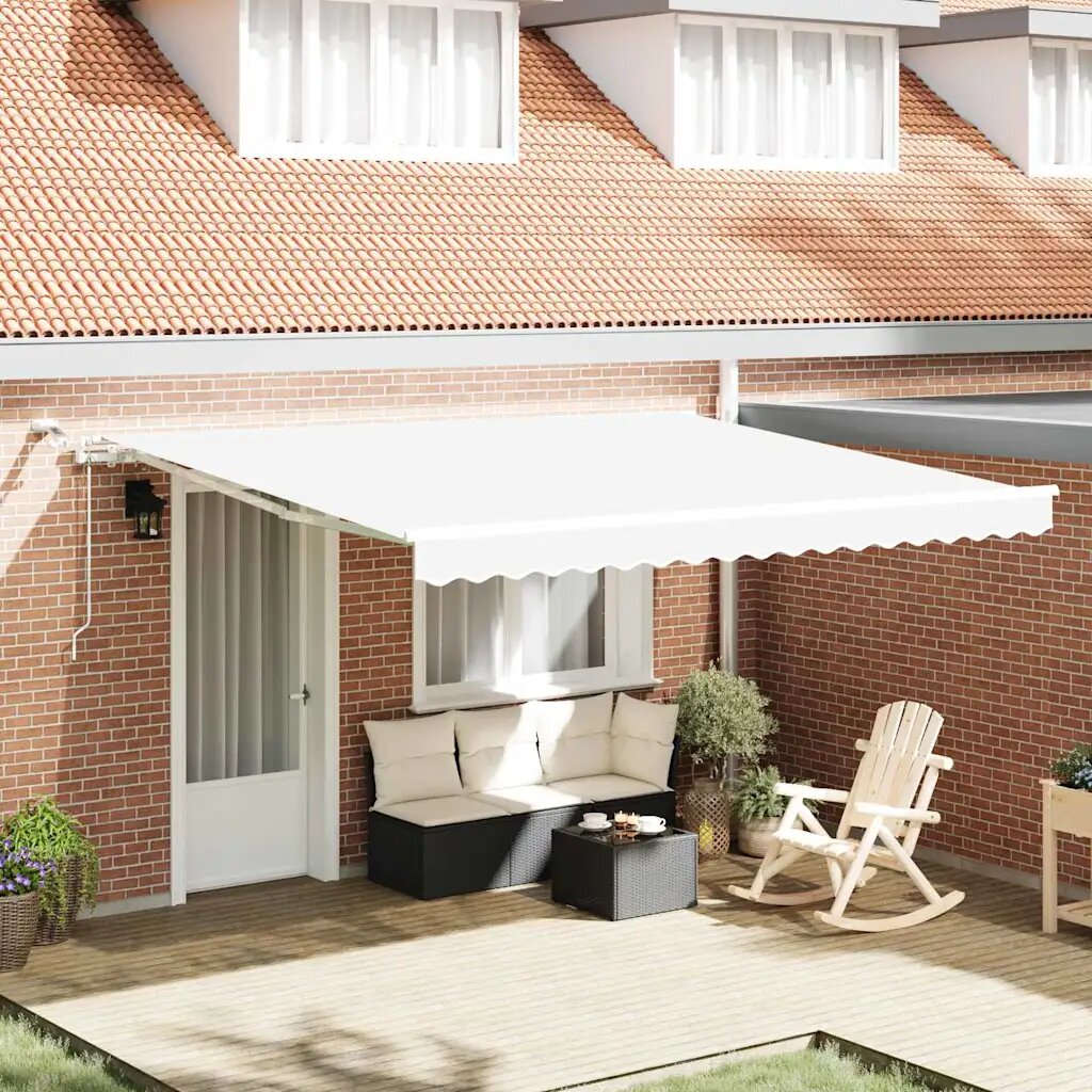 vidaXL Прибираща се тента Бяло 400 × 350 cm Полиестер