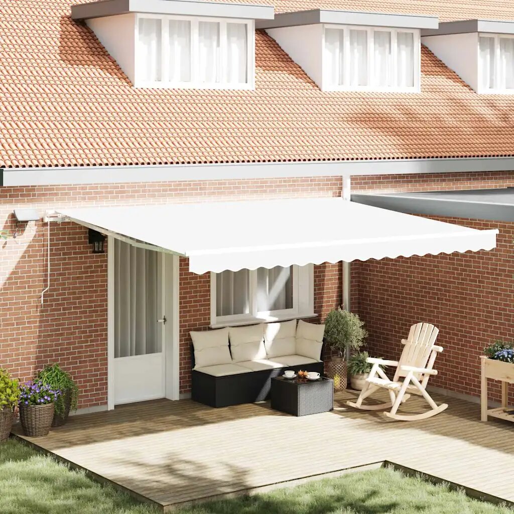vidaXL Прибираща се тента Бяло 450 × 350 cm Тъкан и алуминий