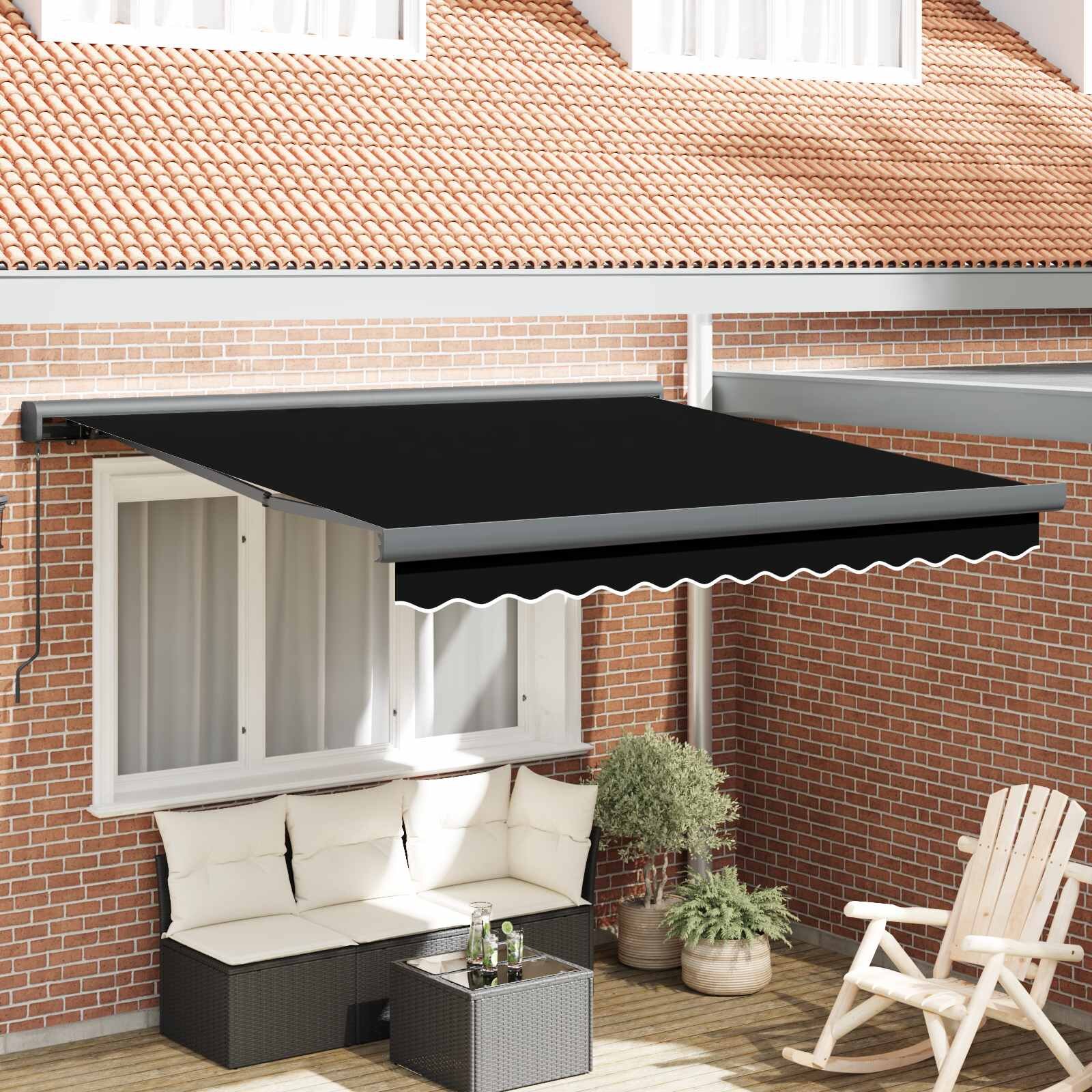 vidaXL Прибираща се тента Черно 300 x 250 cm Платно и алуминий