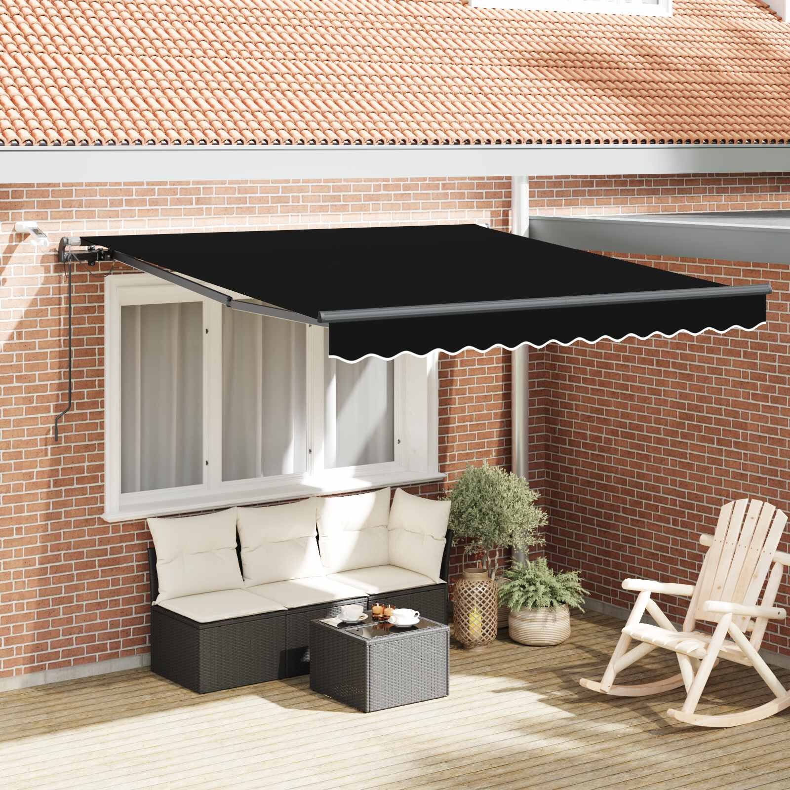 vidaXL Прибираща се тента Черно 300 x 250 cm Полиестер