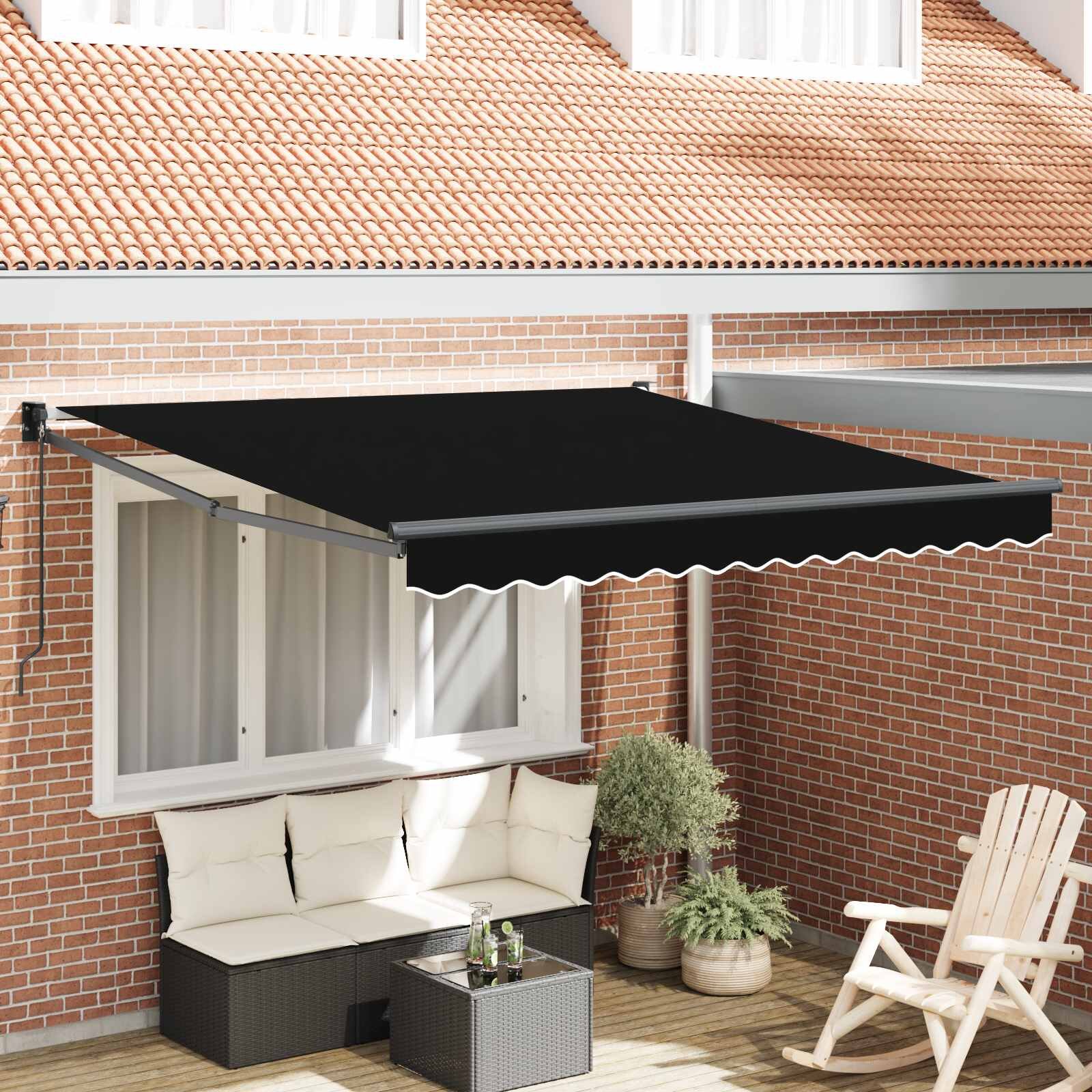 vidaXL Прибираща се тента Черно 300 x 250 x 165 см