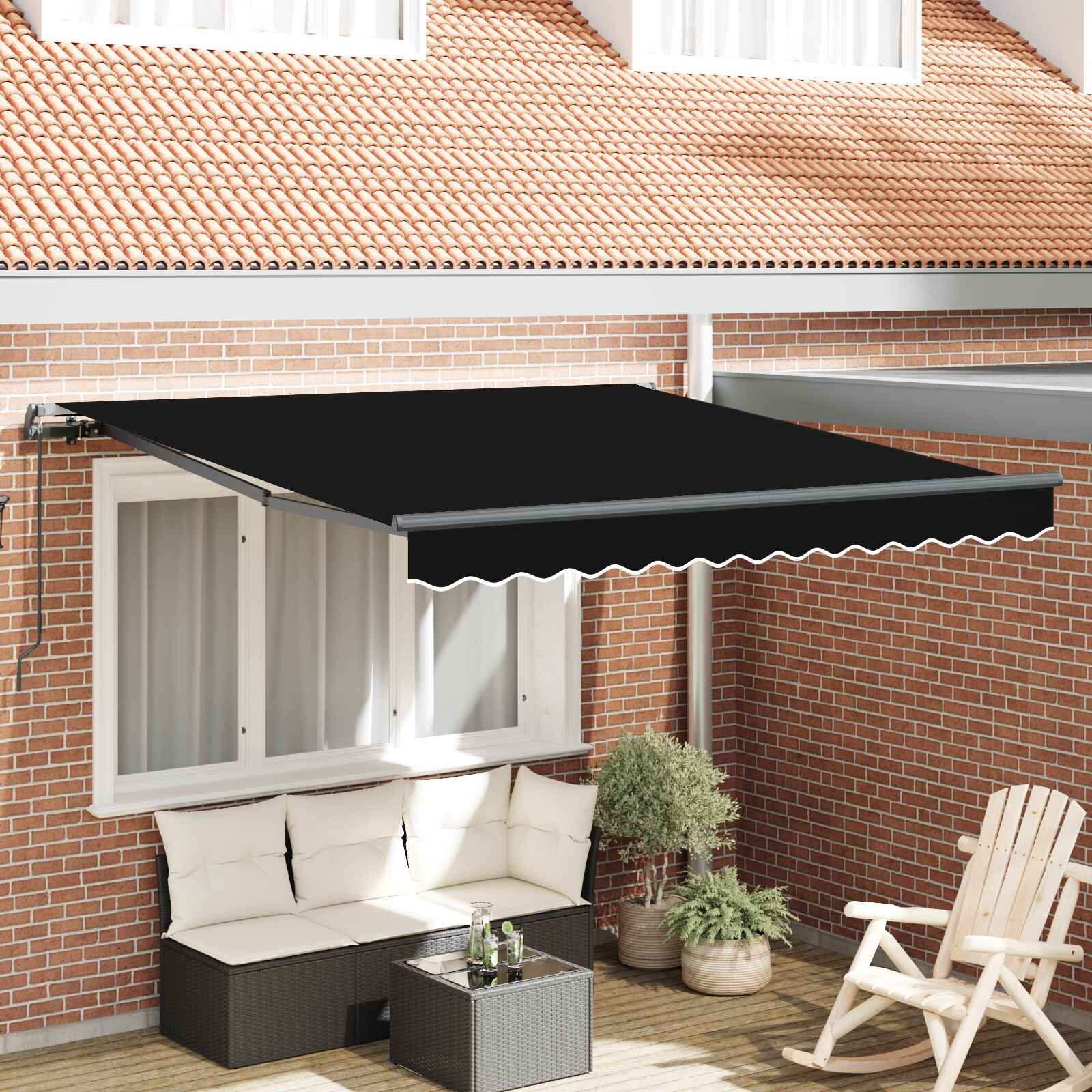 vidaXL Прибираща се тента Черно 350 x 250 cm Полиестер и алуминий
