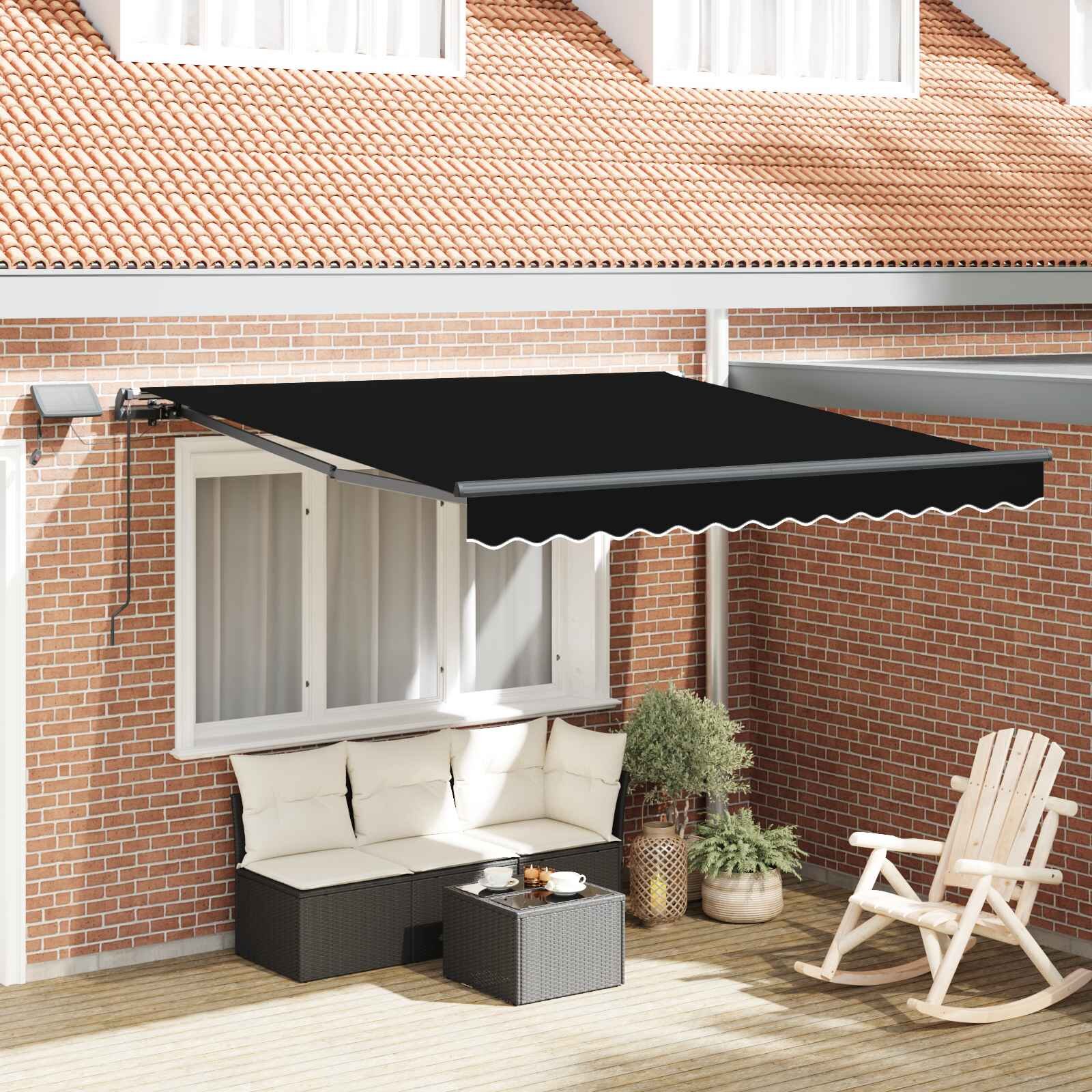 vidaXL Прибираща се тента Черно 350 x 250 cm Тъкан и алуминий