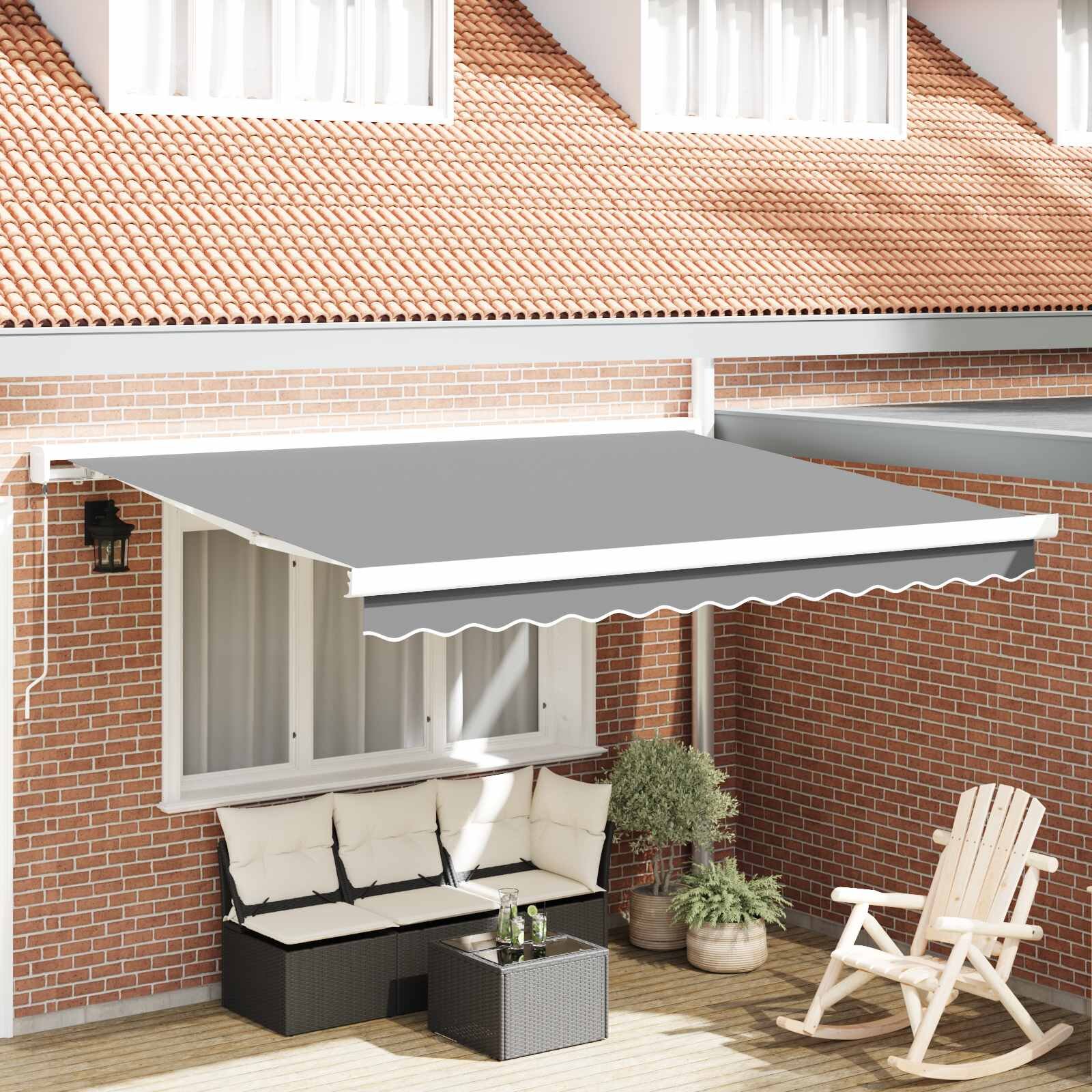 vidaXL Прибираща се тента Черно 400 × 300 cm Алуминий