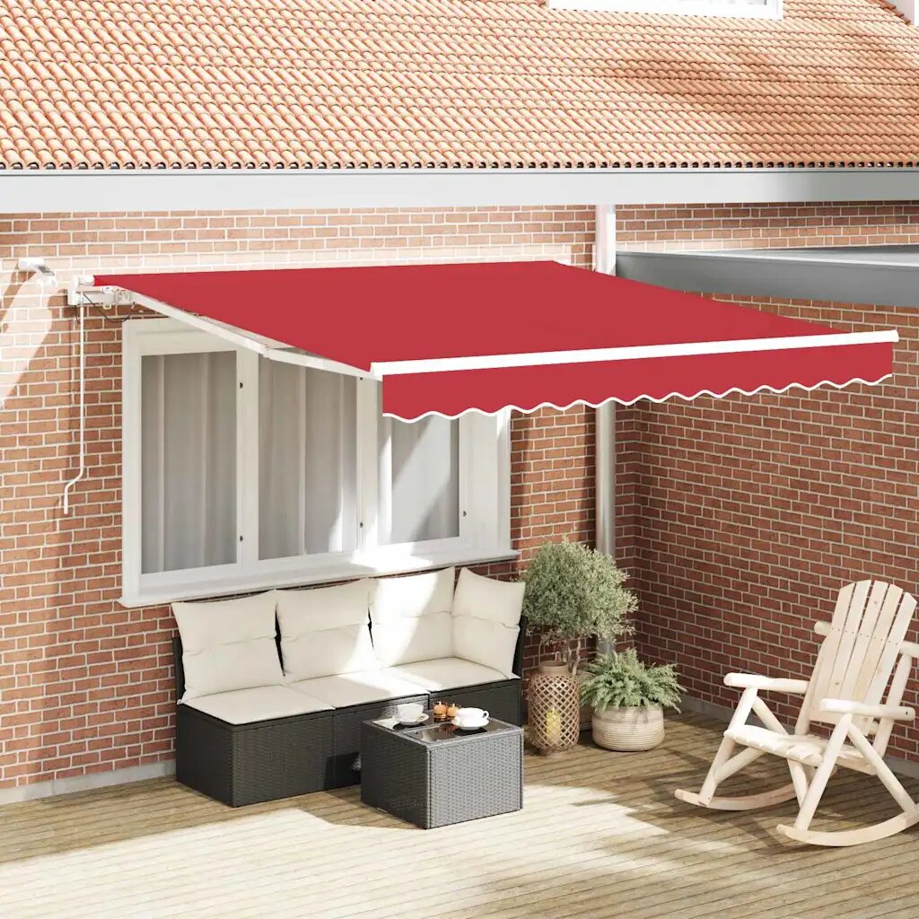 vidaXL Прибираща се тента Червено 300 x 250 cm Полиестер