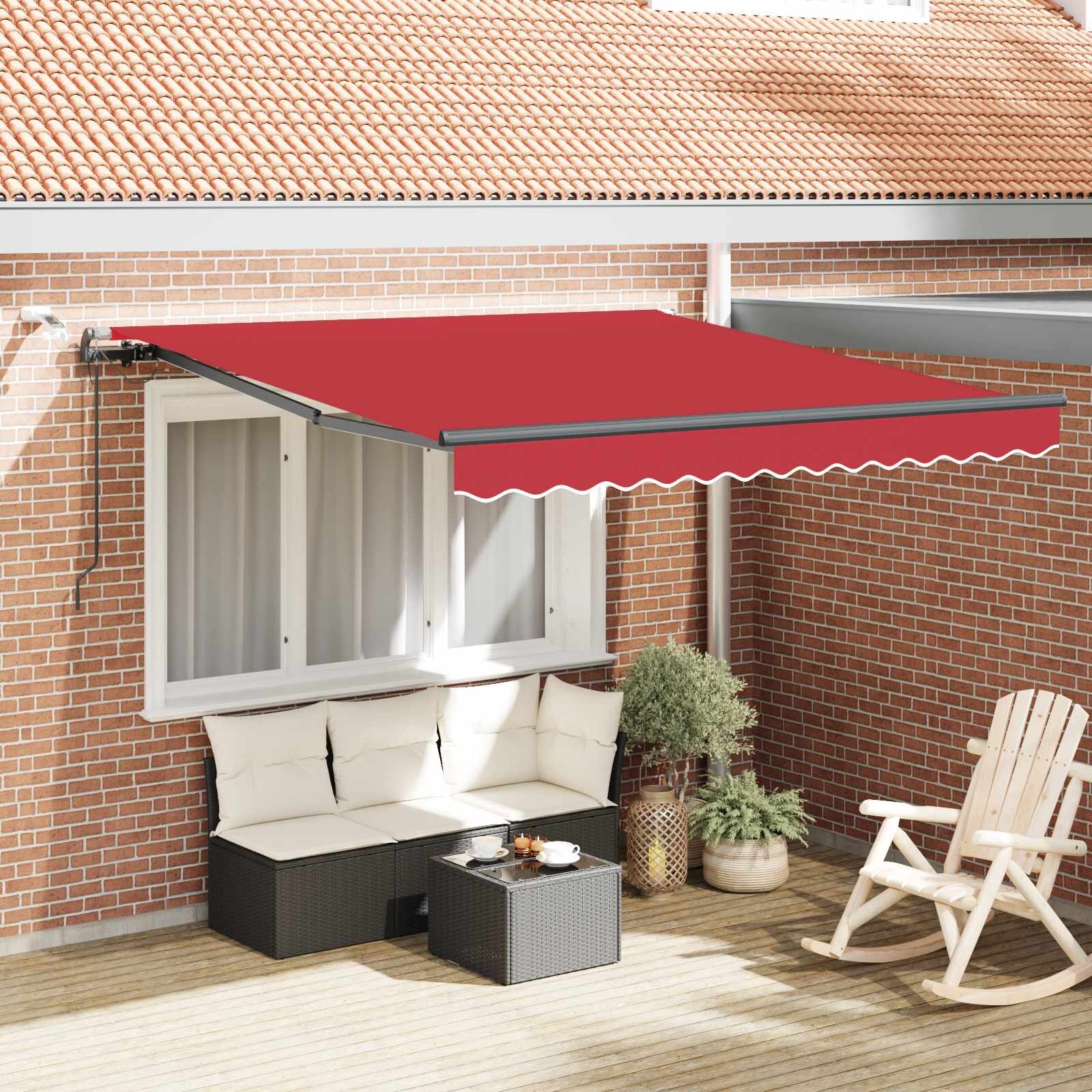 vidaXL Прибираща се тента Червено 300 x 250 cm Полиестер