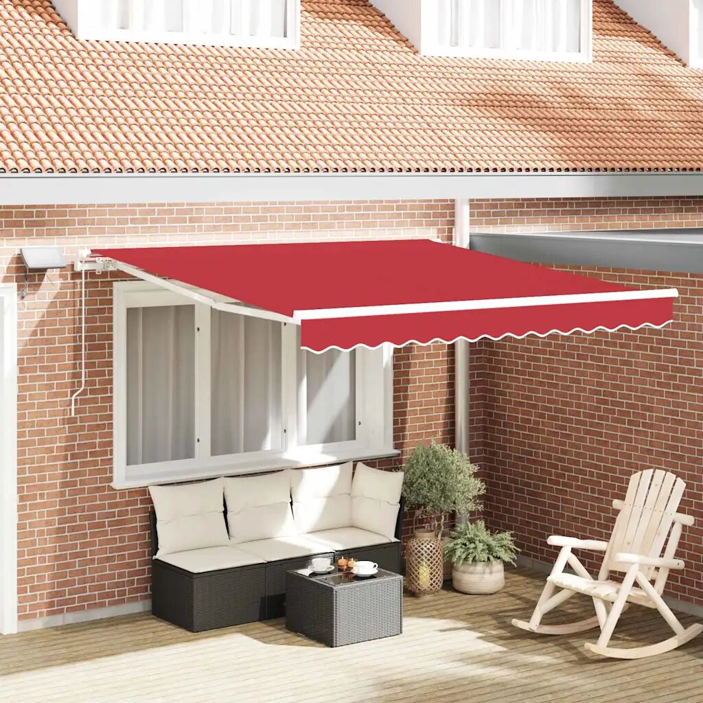 vidaXL Прибираща се тента Червено 300 x 250 cm Тъкан и алуминий