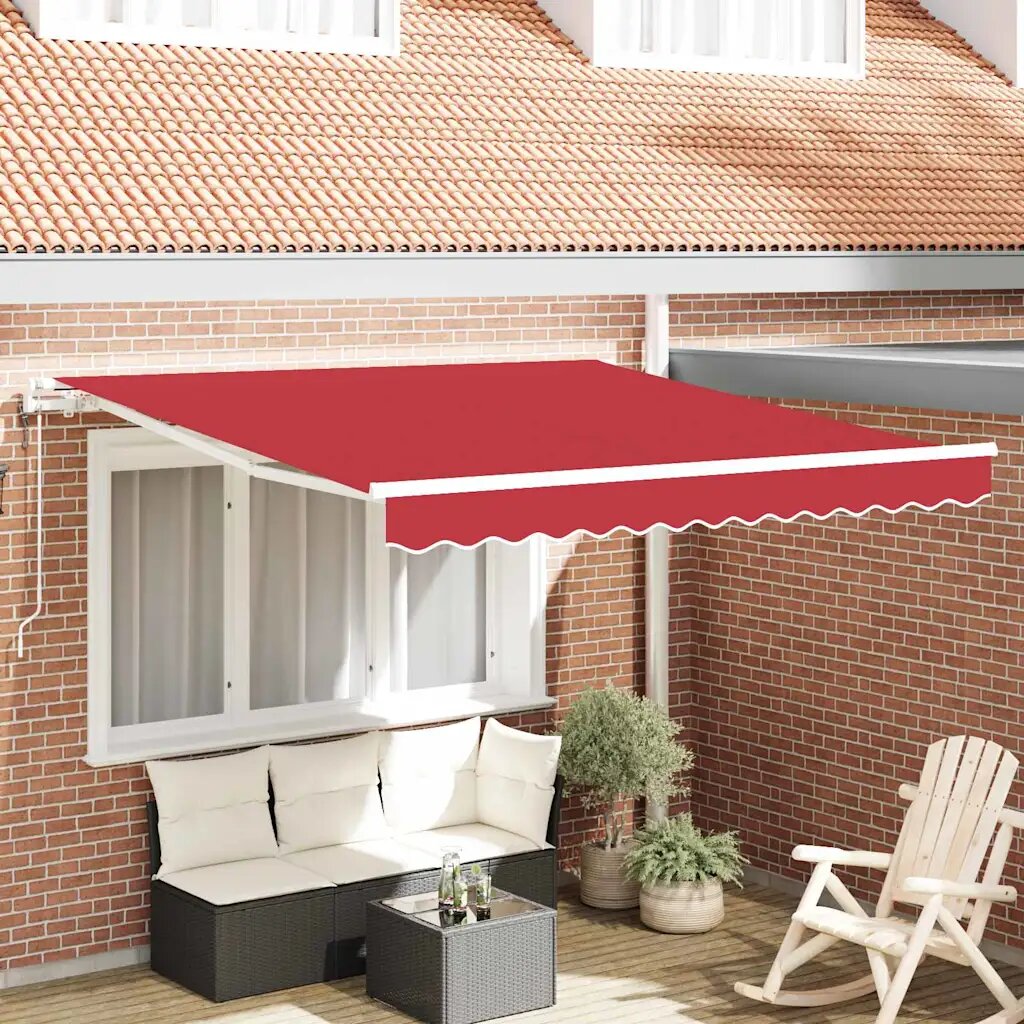 vidaXL Прибираща се тента Червено 300 x 250 cm Тъкан и алуминий