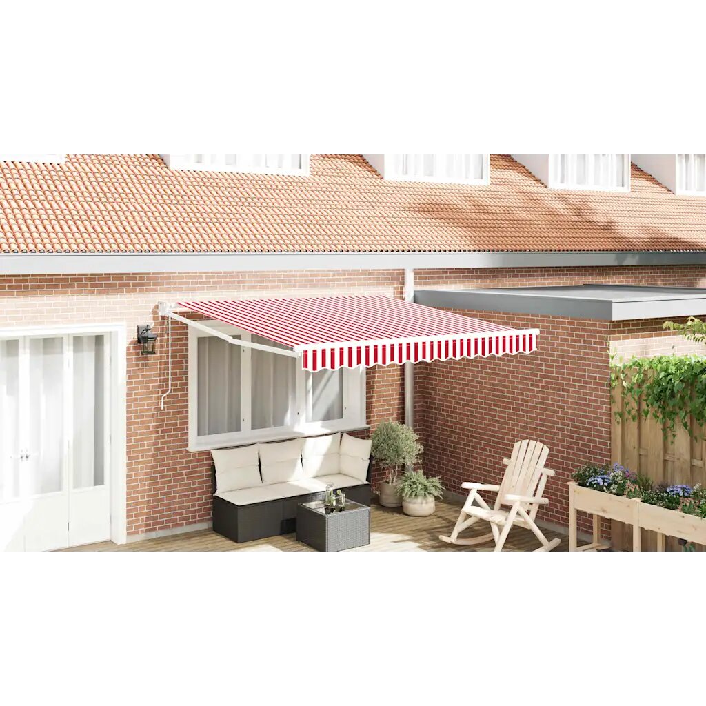 vidaXL Прибираща се тента Червено и бяло 350 x 250 cm