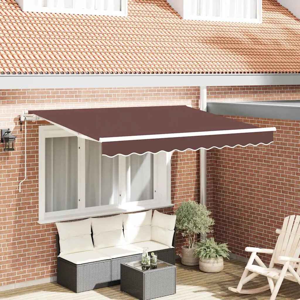 vidaXL Прибираща се тента Кафяво 350 x 200 cm текстил