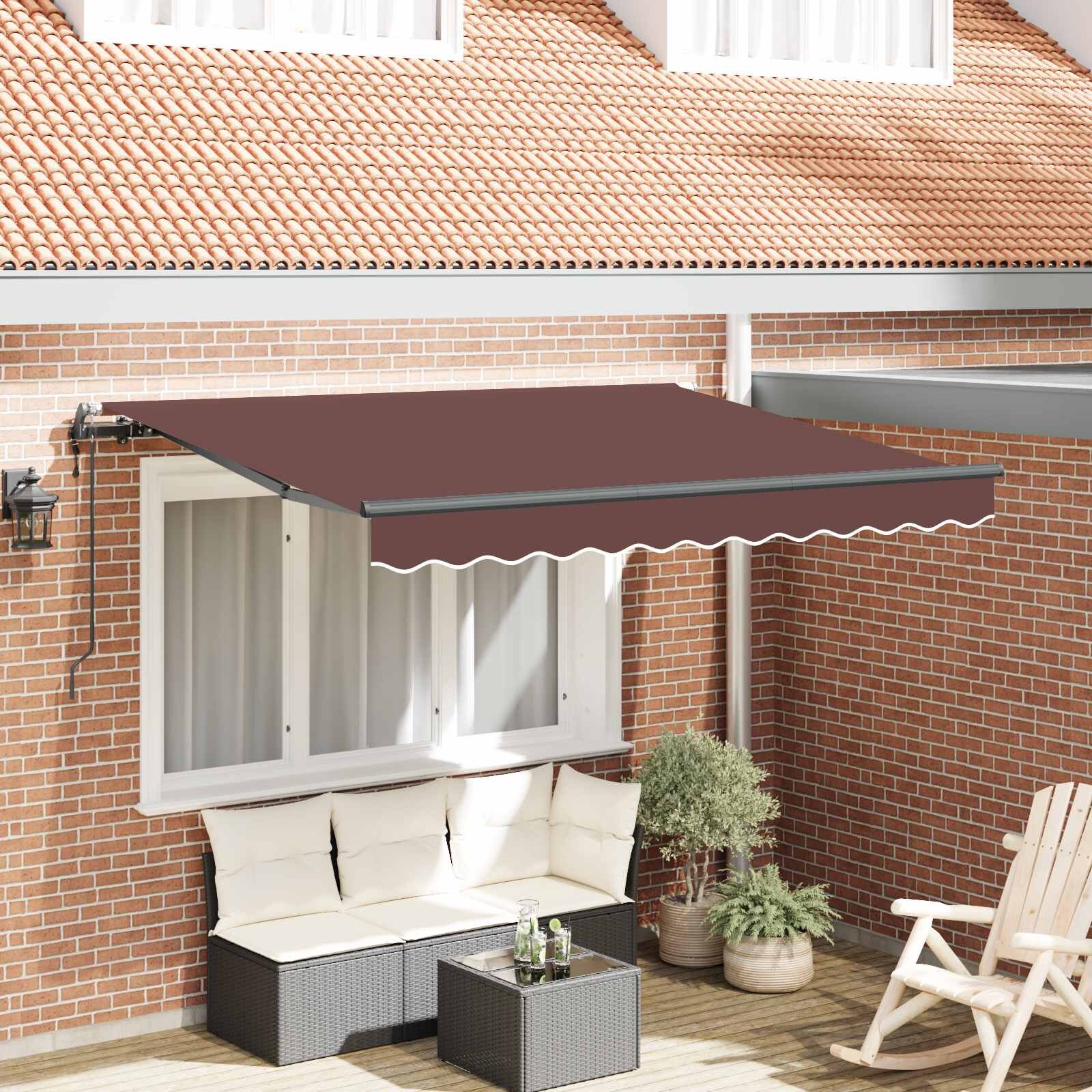 vidaXL Прибираща се тента Кафяво 350 x 200 cm текстил