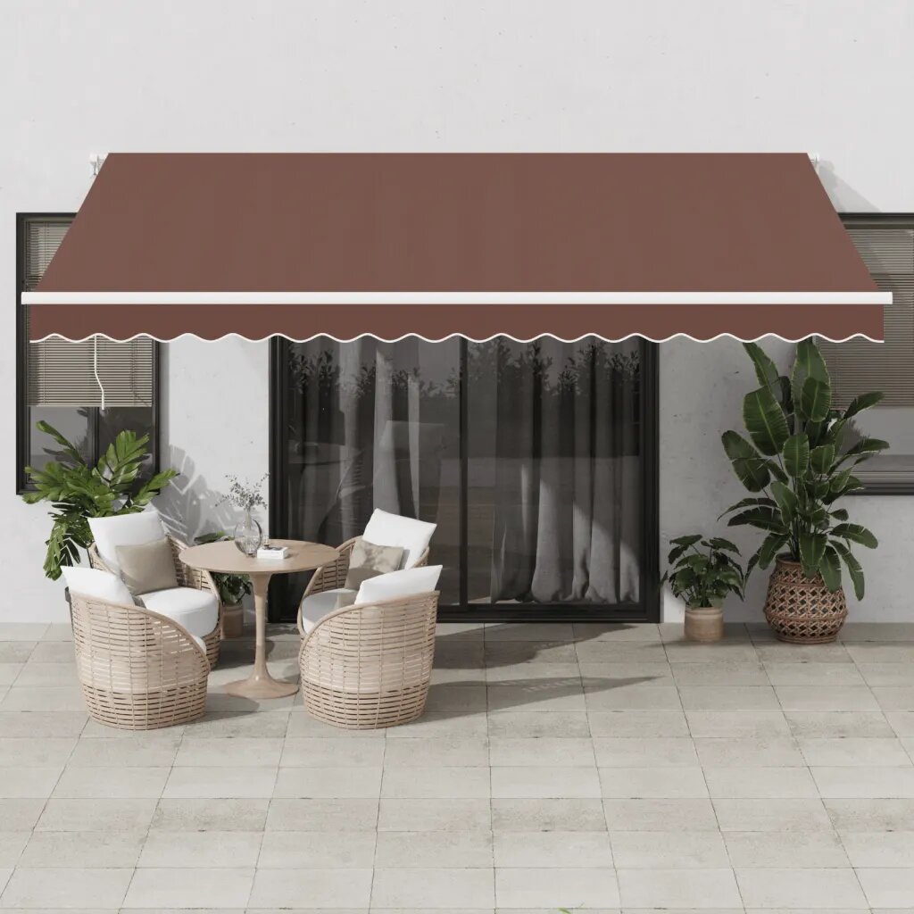 vidaXL Прибираща се тента Кафяво 450 × 350 cm Тъкан и алуминий