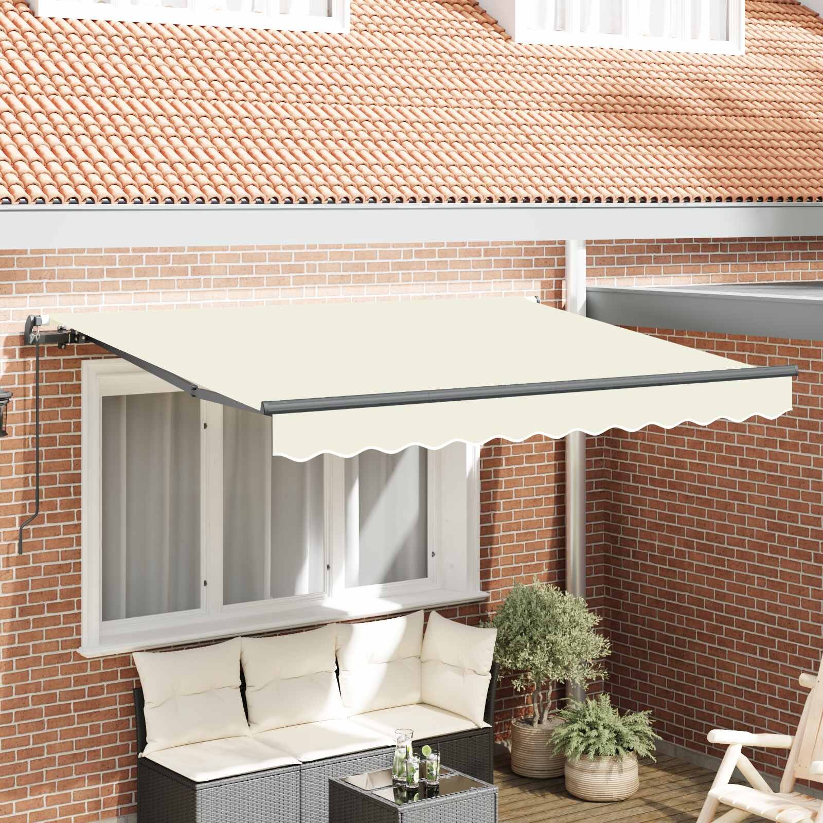 vidaXL Прибираща се тента Крем 250 x 200 cm текстил