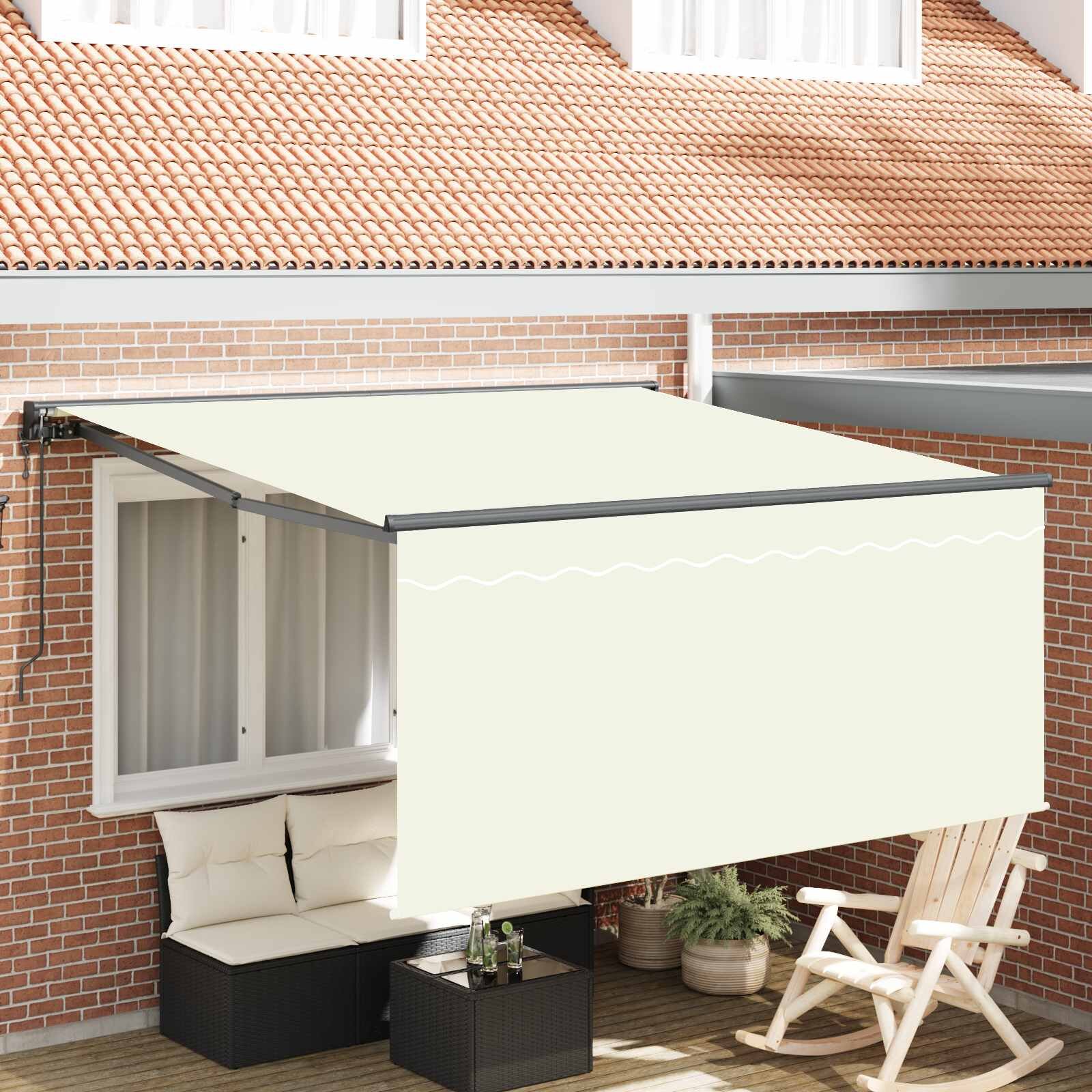 vidaXL Прибираща се тента Крем 300 x 250 cm Полиестер и алуминий