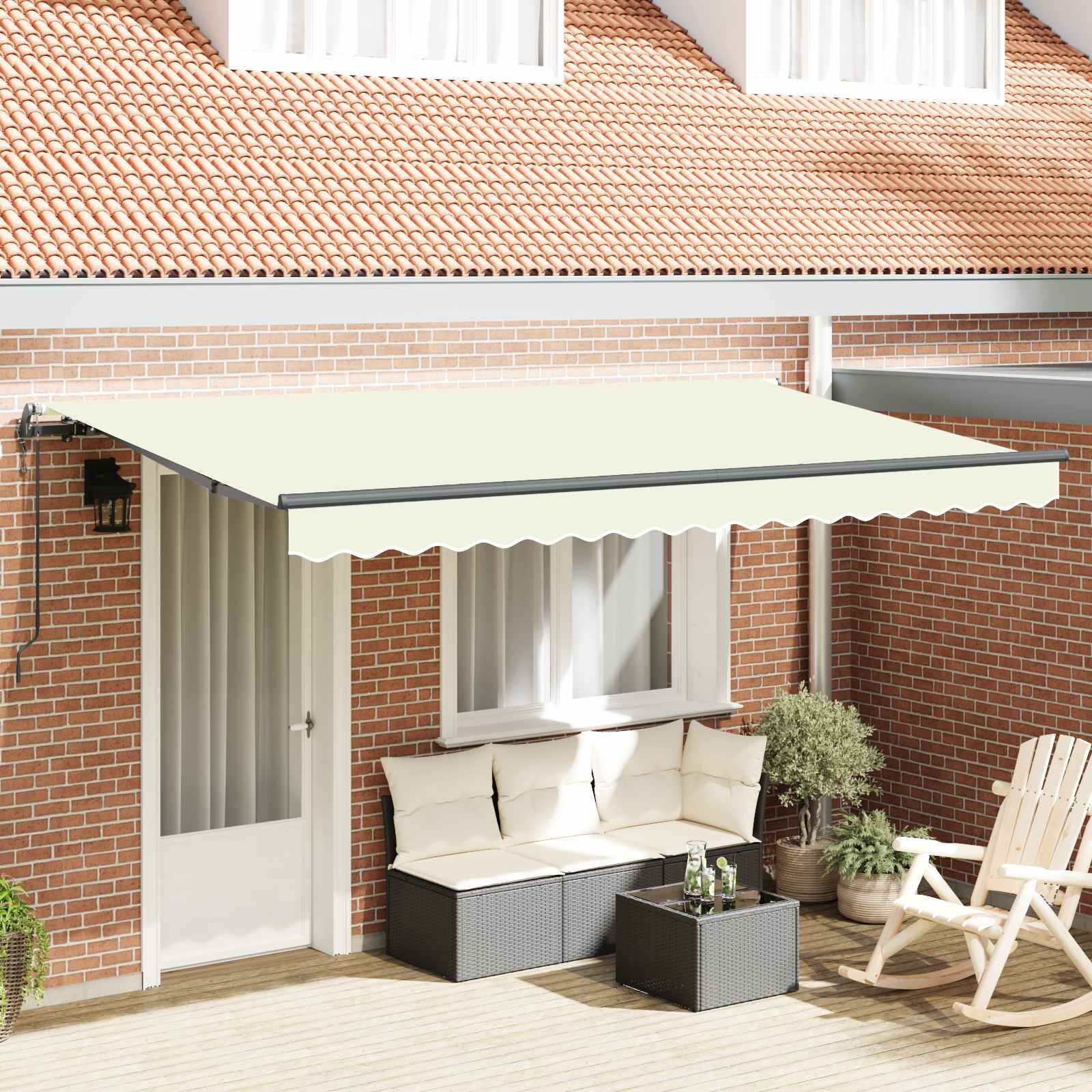 vidaXL Прибираща се тента Крем 350 x 200 cm текстил