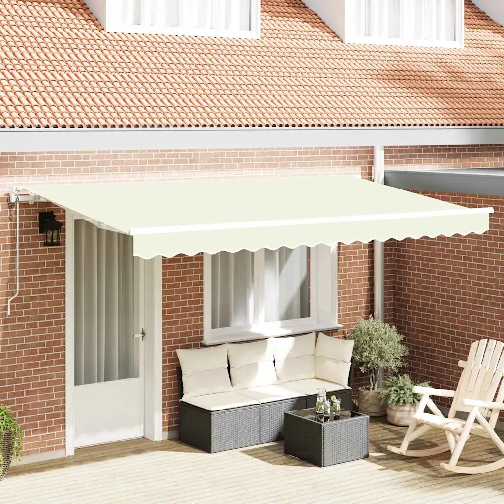 vidaXL Прибираща се тента Крем 350 x 200 cm текстил